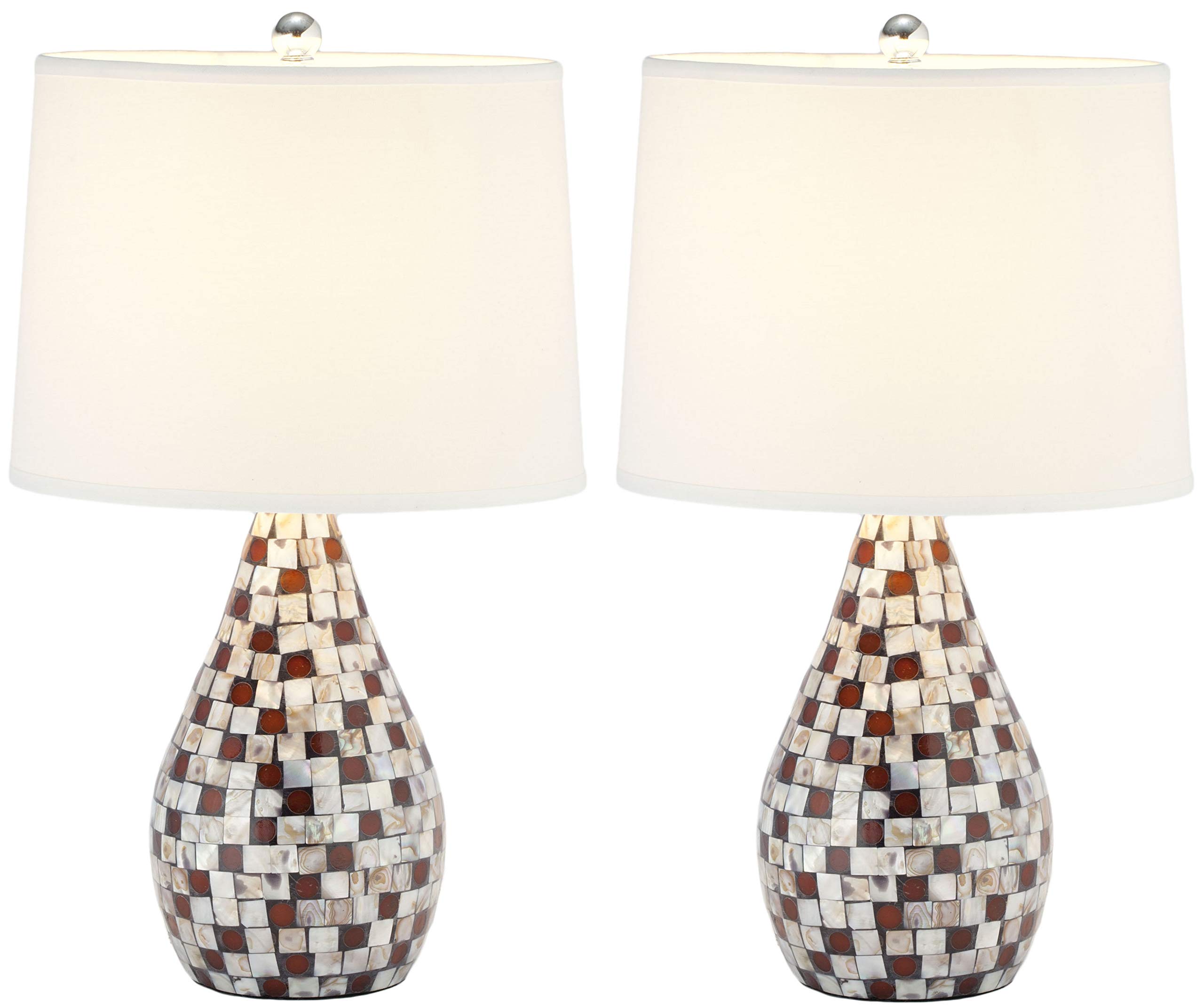 SAFAVIEH Lauralie Nautical Brown Capiz Shell Table Lamp Set of 2 - 21