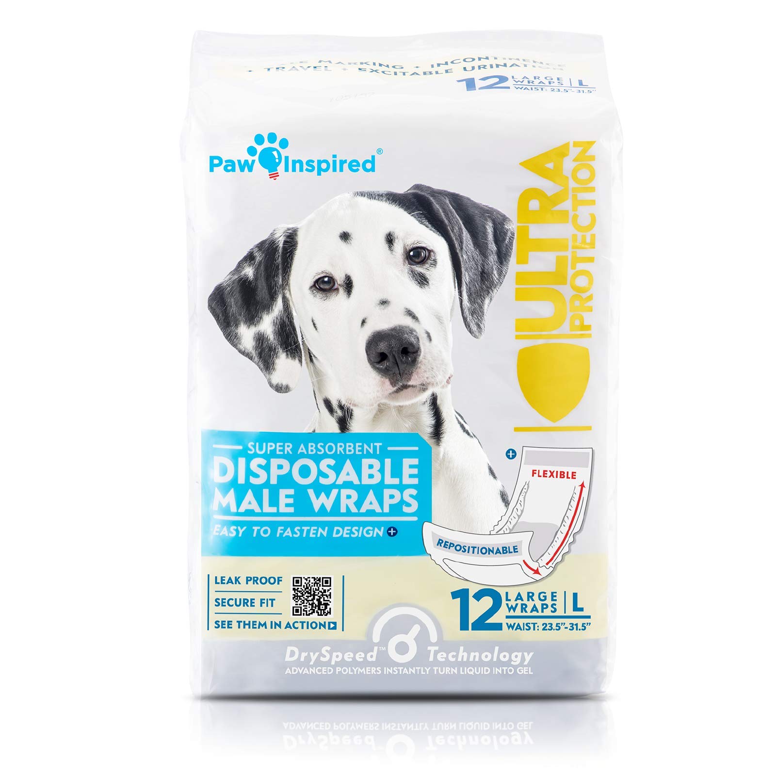 Disposable Male Dog Wraps & Belly Bands for Dogs - 72 Count Large Dog Diapers for Incontinence, Potty Training & Marking Prevention | Perfect for Housebreaking, Travel & Senior Dogs