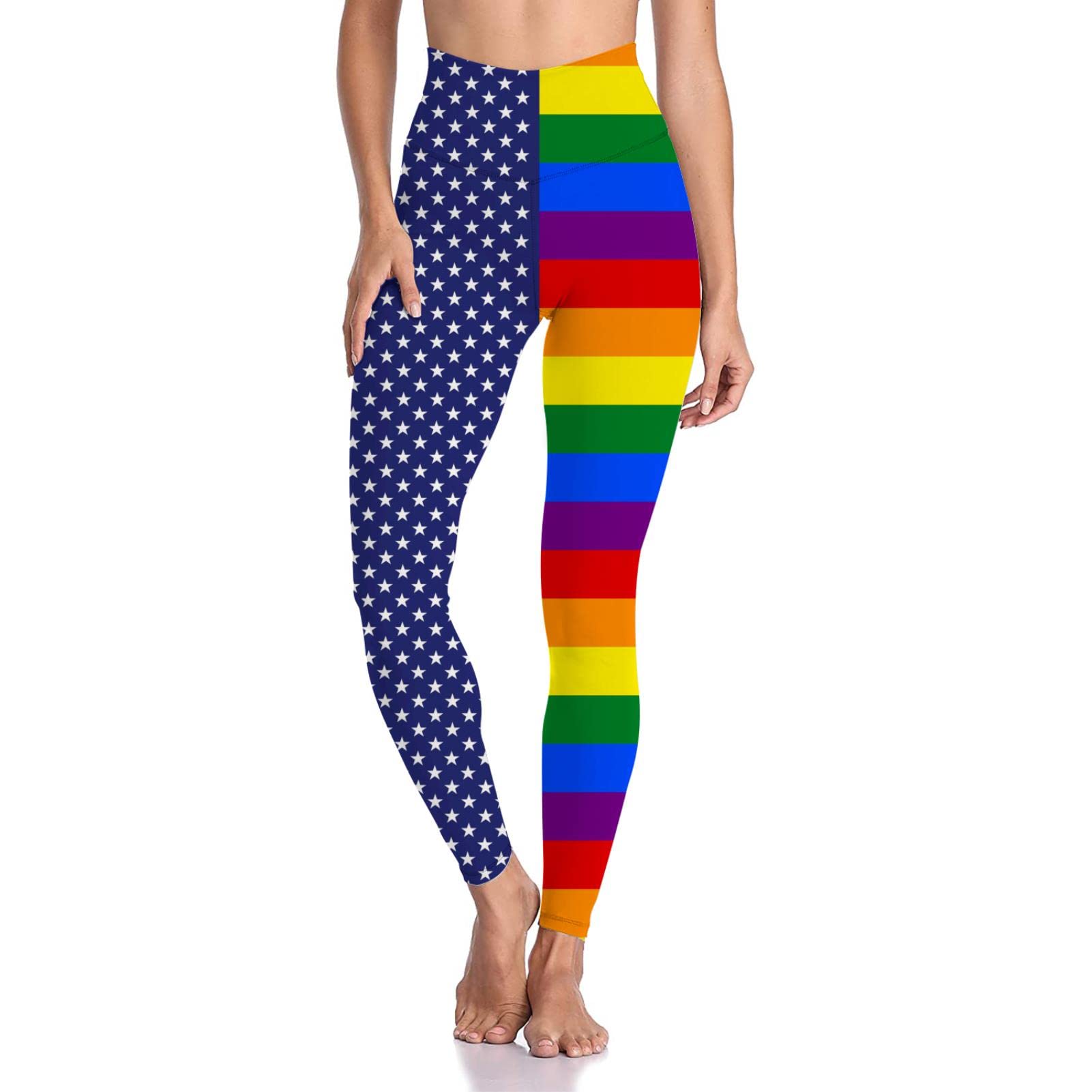 80s Leggings for Women - Black Saffron Tiger Print Yoga Pants for Workout & Dance
