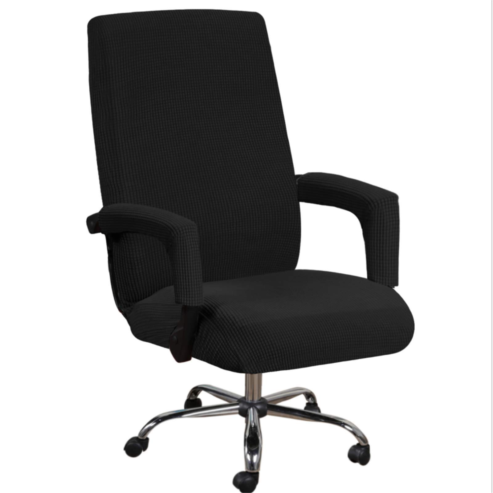 Stretchable Washable Office Chair Cover - Universal Fit for Computer & Rotating Chairs (Medium, Black) - Perfect for Home Office, Gaming & Workspace Protection