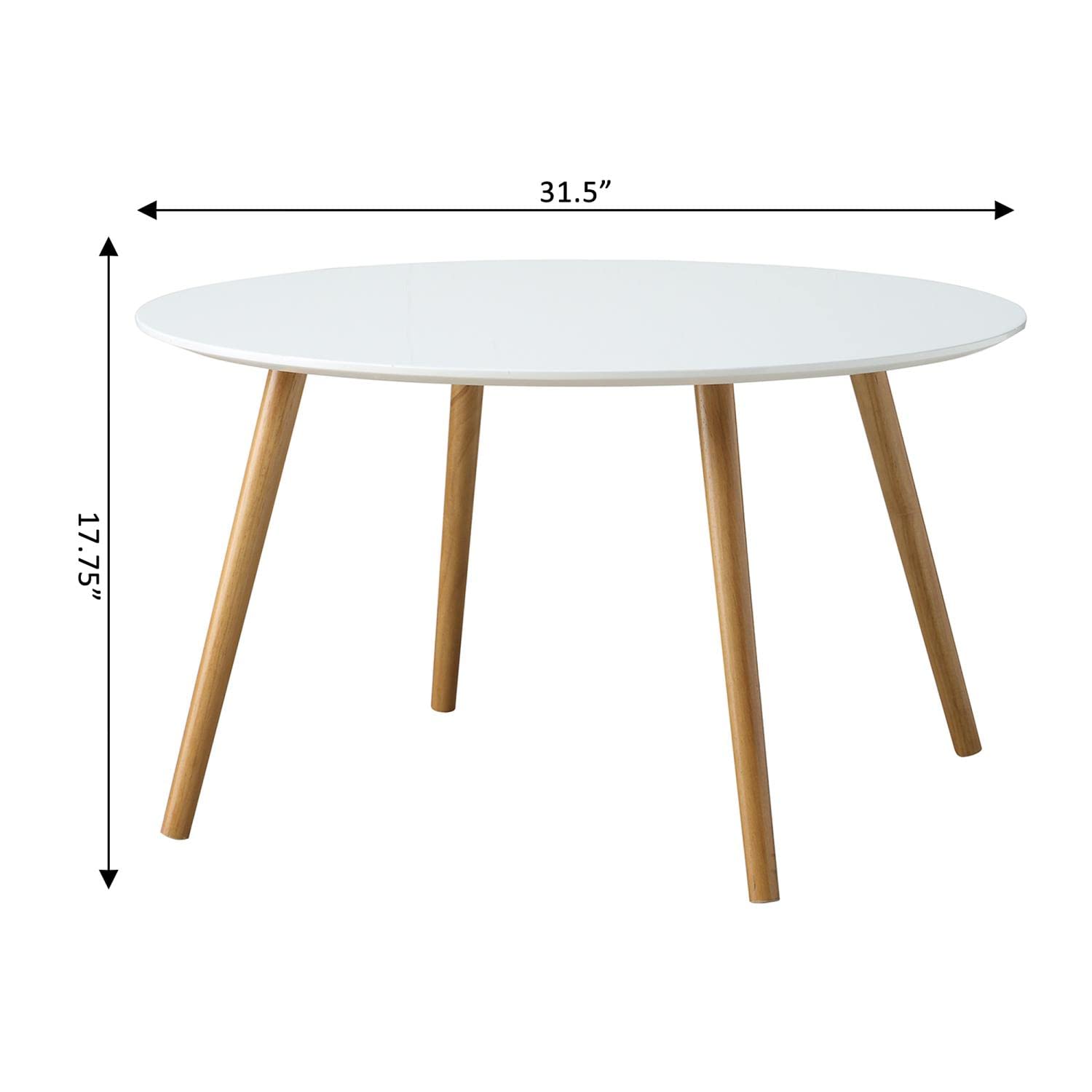 Convenience Concepts Oslo Round Coffee Table - Glossy White Finish - Modern Living Room Furniture for Small Spaces & Apartments