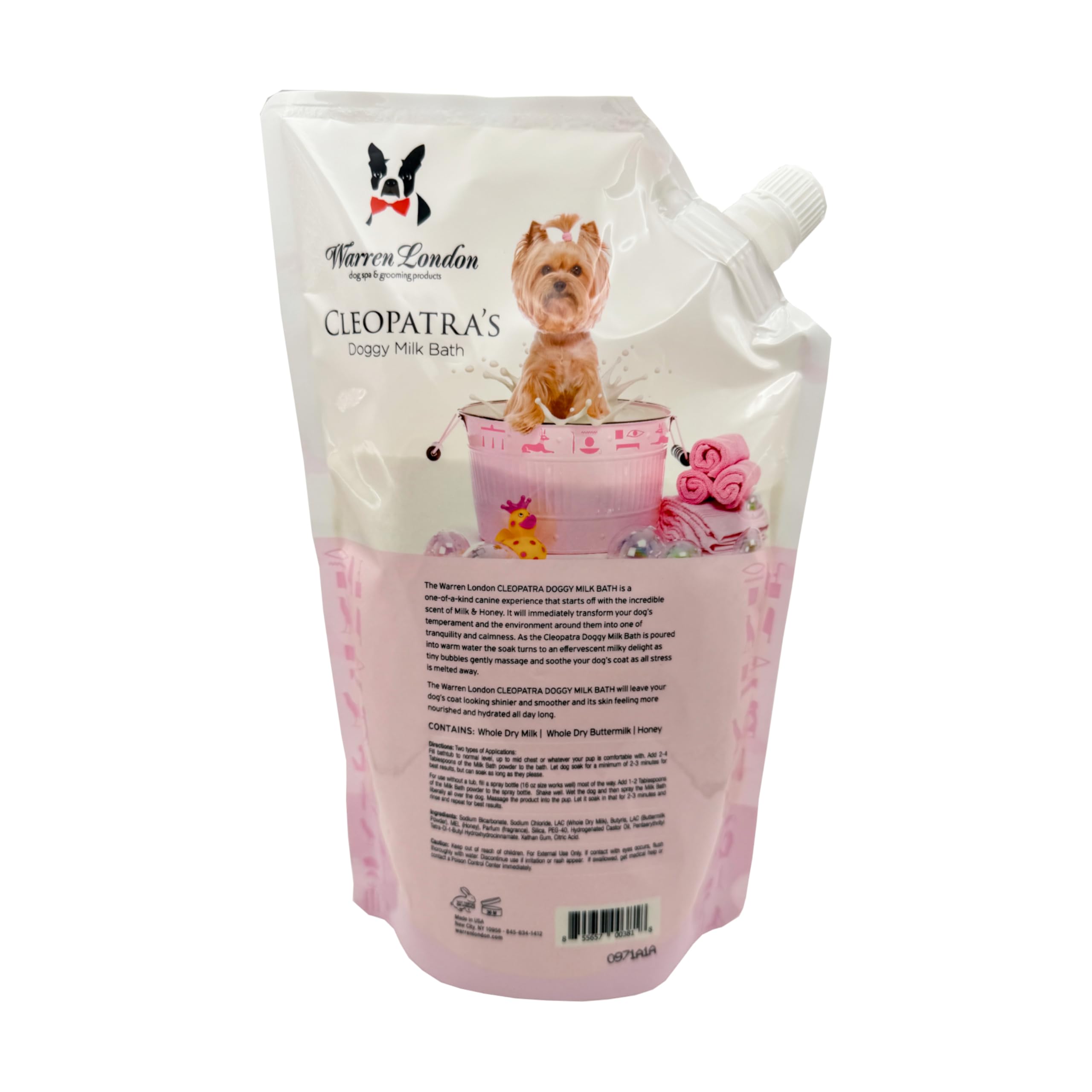 Warren London Cleopatra's Doggy Milk Bath 32oz - Luxurious Dog Shampoo & Conditioner with Whole Milk Powder & Honey for Silky Smooth Coat | Full Bath Soak or Spray-On Shampoo for Dogs | Perfect for Grooming, Dry Skin Relief & Spa Day at Home