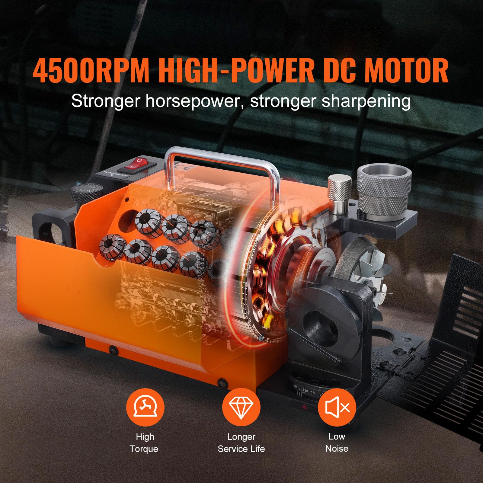 VEVOR MR-13A Drill Bit Sharpener - 3-13mm HSS Drill Bit Grinder with Adjustable 95°-135° Angle, 11 Collets & CBN Wheel | Portable Drill Bit Sharpening Machine for Woodworking, Metalworking & DIY Projects