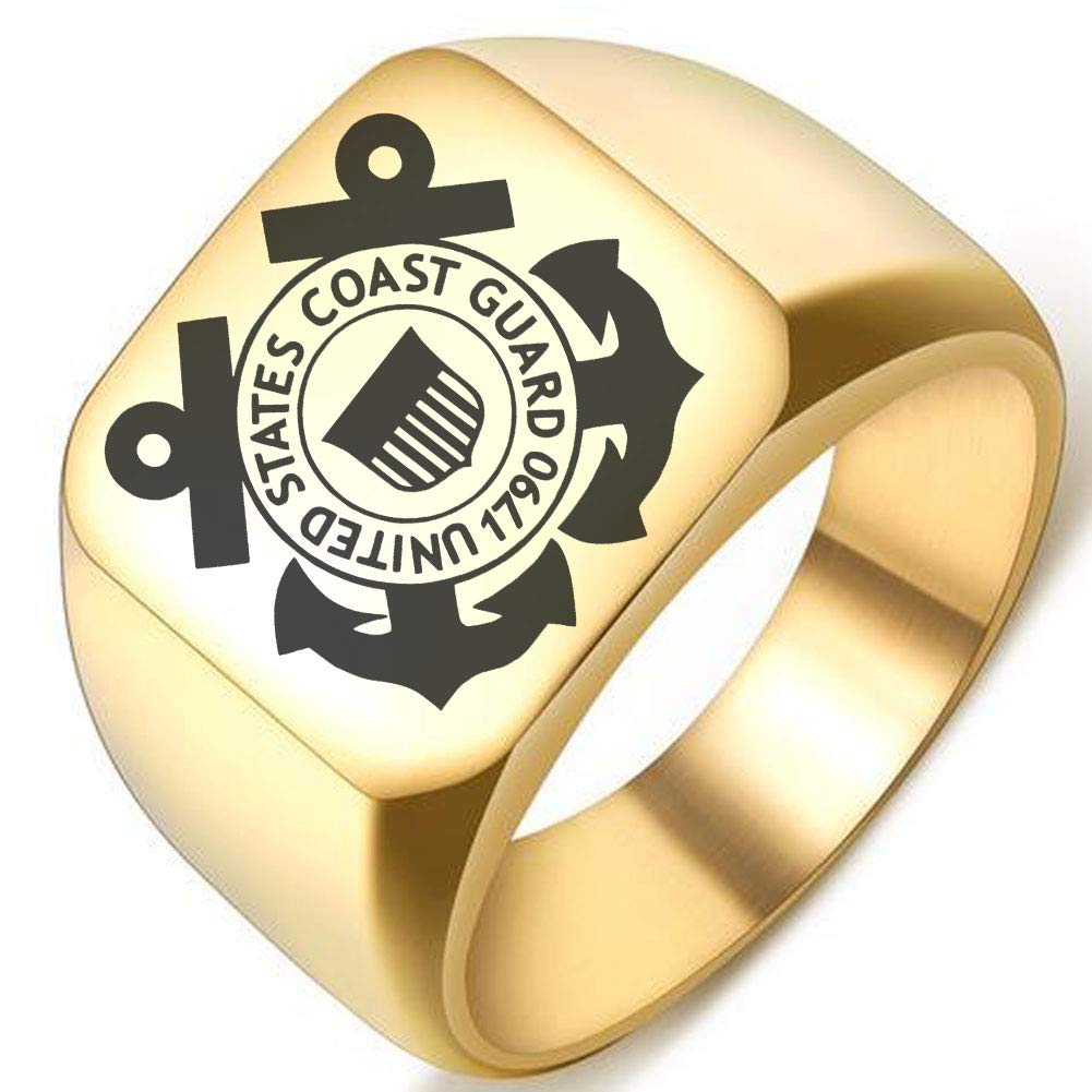 MMBOX Engraved Coast Guard Military Ring for Men - Patriotic Jewelry Gift for Veterans, Active Duty & Supporters | Perfect for Memorial Day, Veterans Day & Military Appreciation Events