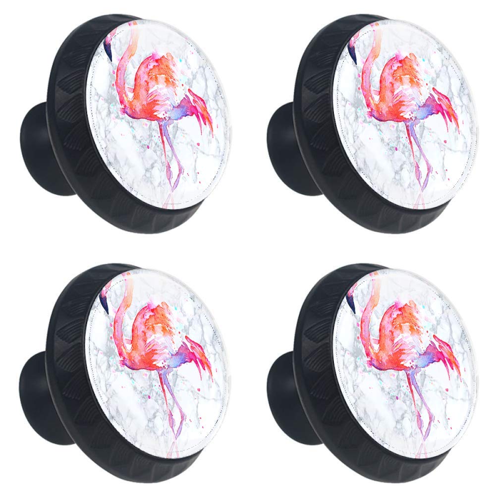 DEYYA 4-Pack Crystal Glass Cabinet Knobs - 30mm Flamingo Drawer Pulls for Kitchen Cabinets, Dressers, Wardrobes & Cupboards - Elegant Unique Hardware Handles for Home Decor & Furniture Upgrade