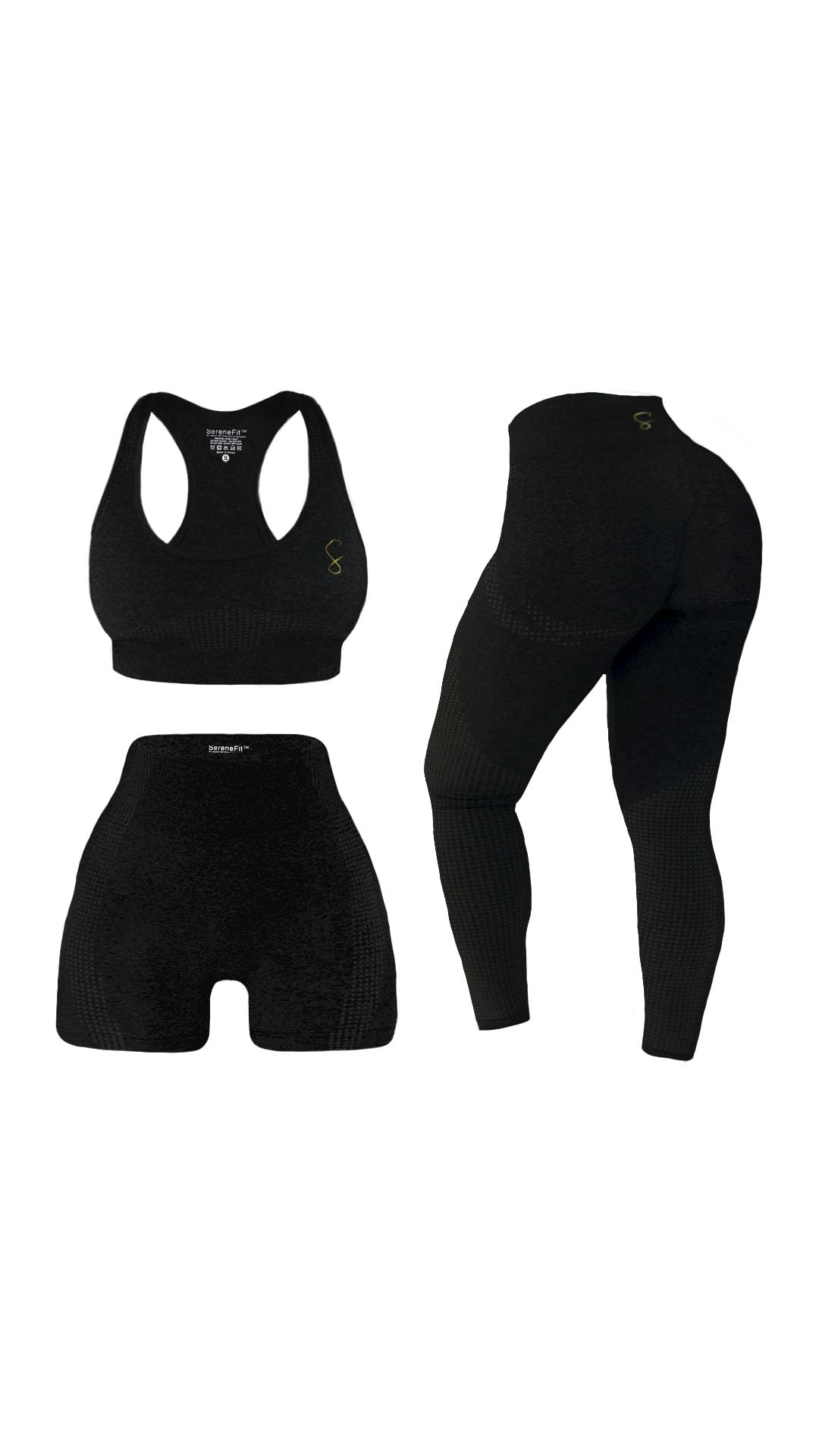 3 Piece Workout Sets for Women - Seamless High Waisted Yoga Leggings, Shorts & Sports Bra Activewear Set | Gym, Running, Yoga & Fitness Outfits