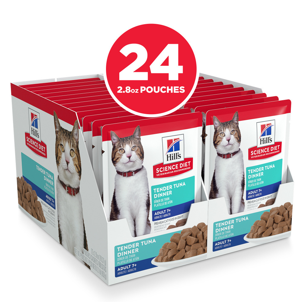 Hill's Science Diet Senior 7+ Tender Tuna Dinner Wet Cat Food - High Protein, Easy to Digest for Older Cats - Perfect for Senior Cat Nutrition & Mealtime Enjoyment