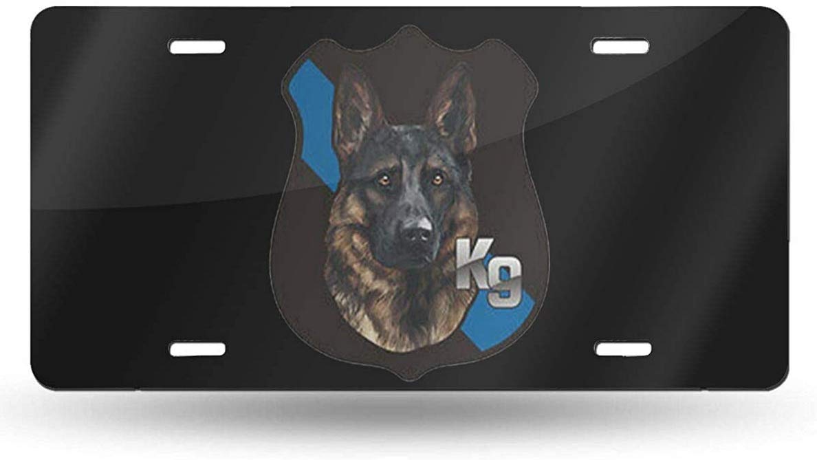 WSEDRF German Shepherd Dog Novelty License Plate Cover - 6x12 Inch Decorative Car Accessory for K9 Lovers - Perfect for Pet Owners & Police Dog Enthusiasts