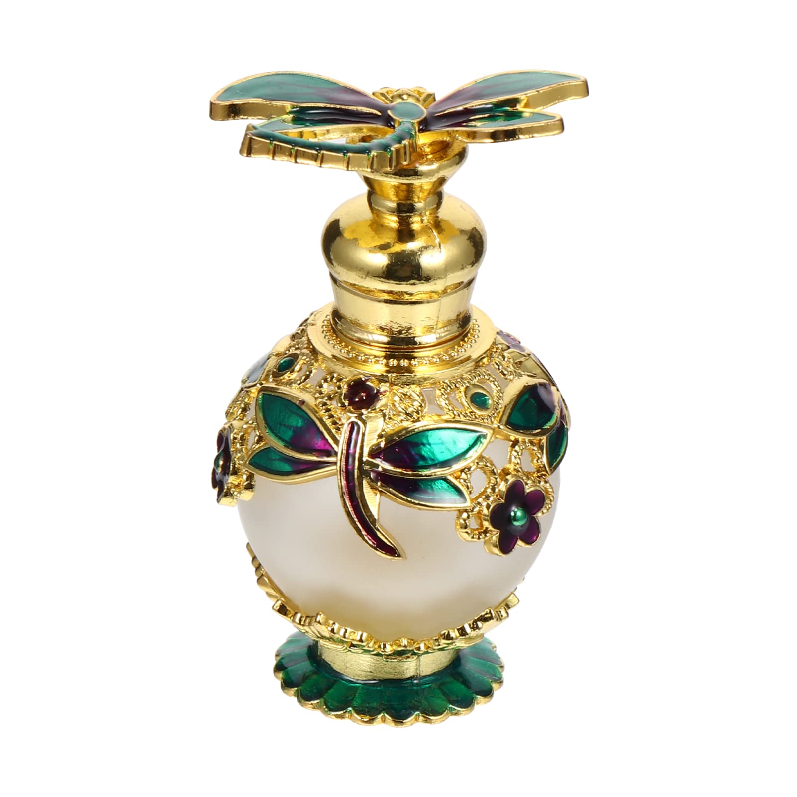 Lurrose Vintage Crystal Perfume Bottle - Empty Refillable Glass Perfume Bottle with Oil Dropper, Elegant Fragrance Container for Essential Oils & Perfumes - Perfect for Home Decor, Gift Giving & Travel Use