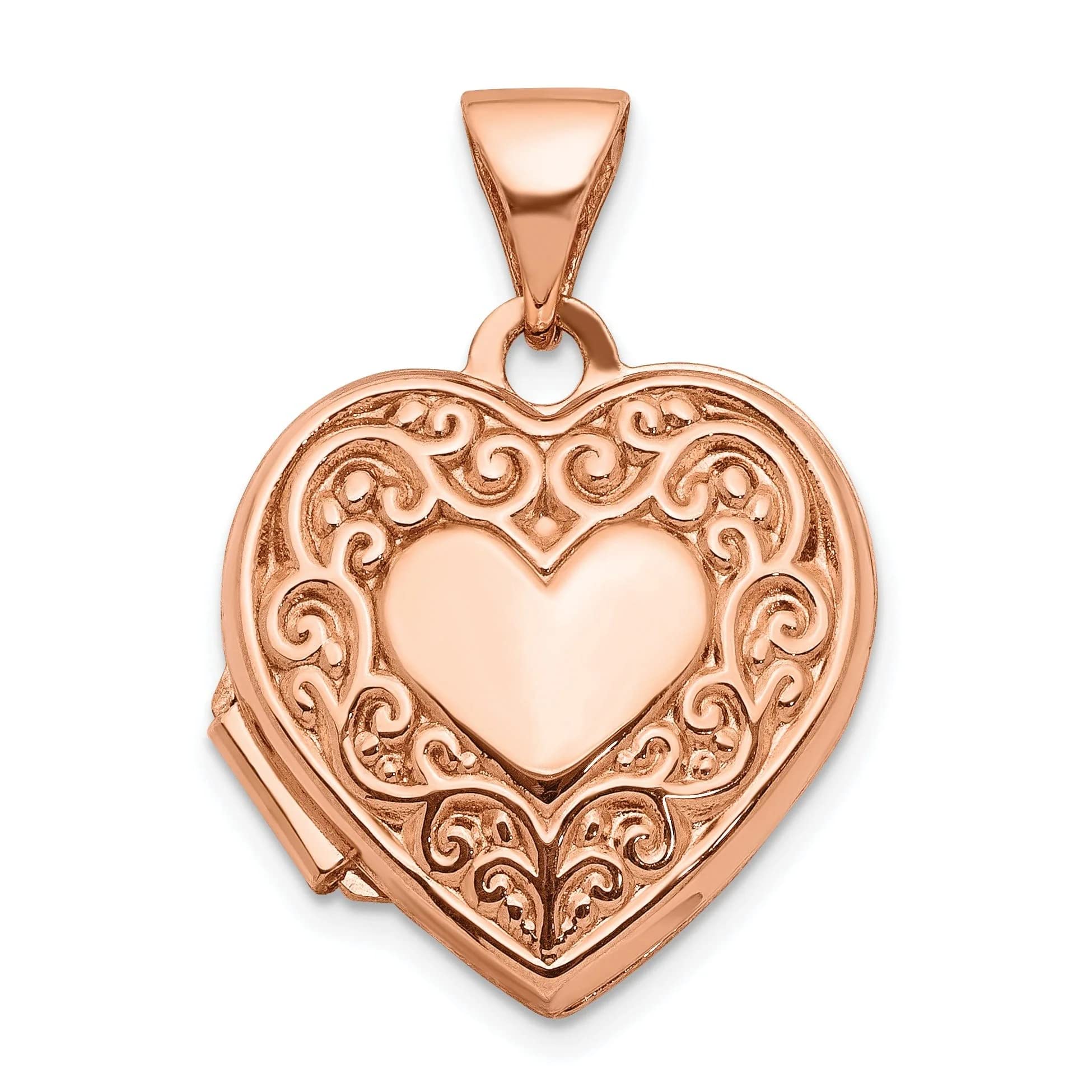 Elegant Bijou Rose Gold Scroll Heart Locket Necklace - Perfect for Valentine's Day Gifts, Anniversary Presents & Romantic Occasions