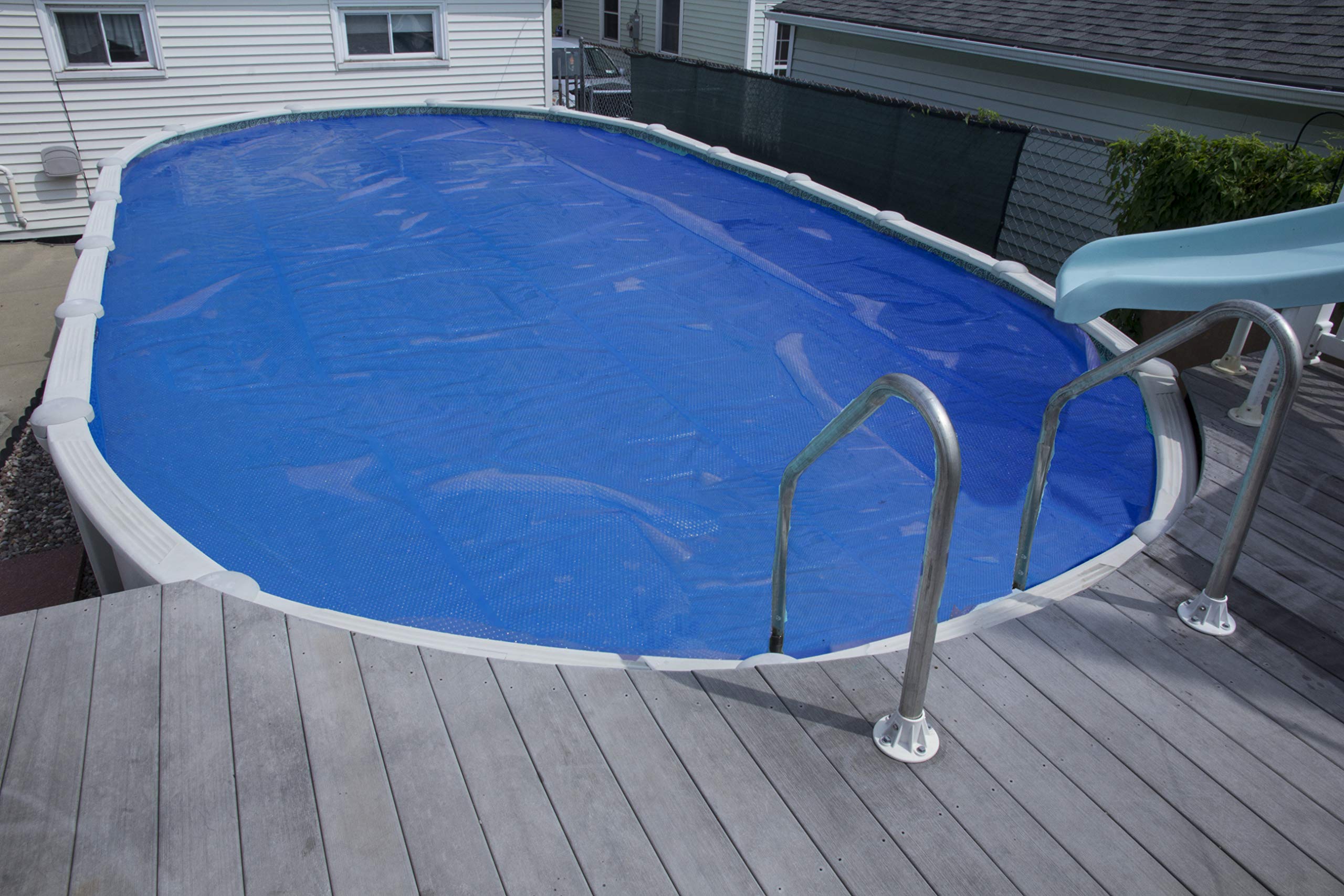 MidWest Canvas 15x30 ft Oval Solar Pool Cover | 12 Mil Thick Heating Blanket for In-Ground & Above-Ground Pools | Bubble Side Down Installation | Energy Efficient Swimming Pool Accessory for Year-Round Use | Perfect for Backyard, Vacation Homes & Resorts