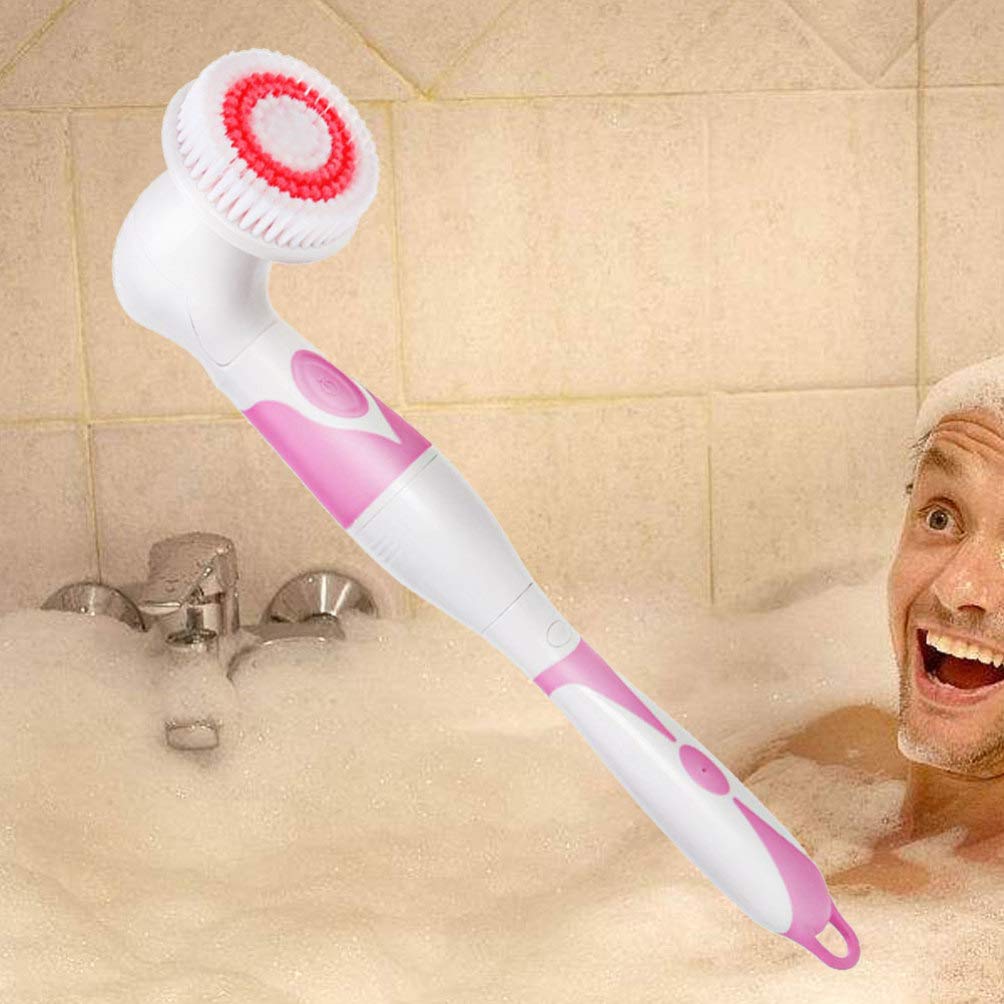 Exfoliating Bath Brush with Handle - Pink Body Scrubber for Smooth Skin, Massage & Cleansing - Perfect for Shower, Spa & Facial Exfoliation