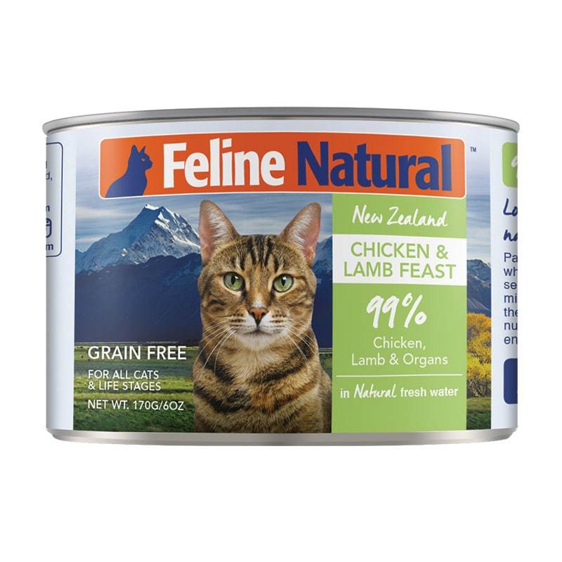 Feline Natural Grain-Free Chicken & Lamb Canned Cat Food - High Protein, All-Natural Ingredients for Adult Cats - Perfect for Indoor & Outdoor Cats, Mealtime & Treats