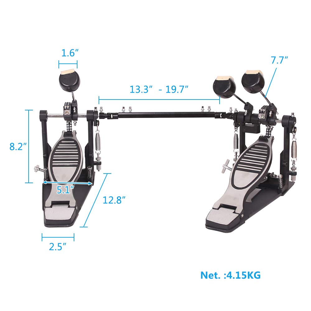 Professional Double Bass Drum Pedal for Drummers - Heavy Duty Double Kick Pedal with Smooth Action - Perfect for Metal, Rock & Live Performances