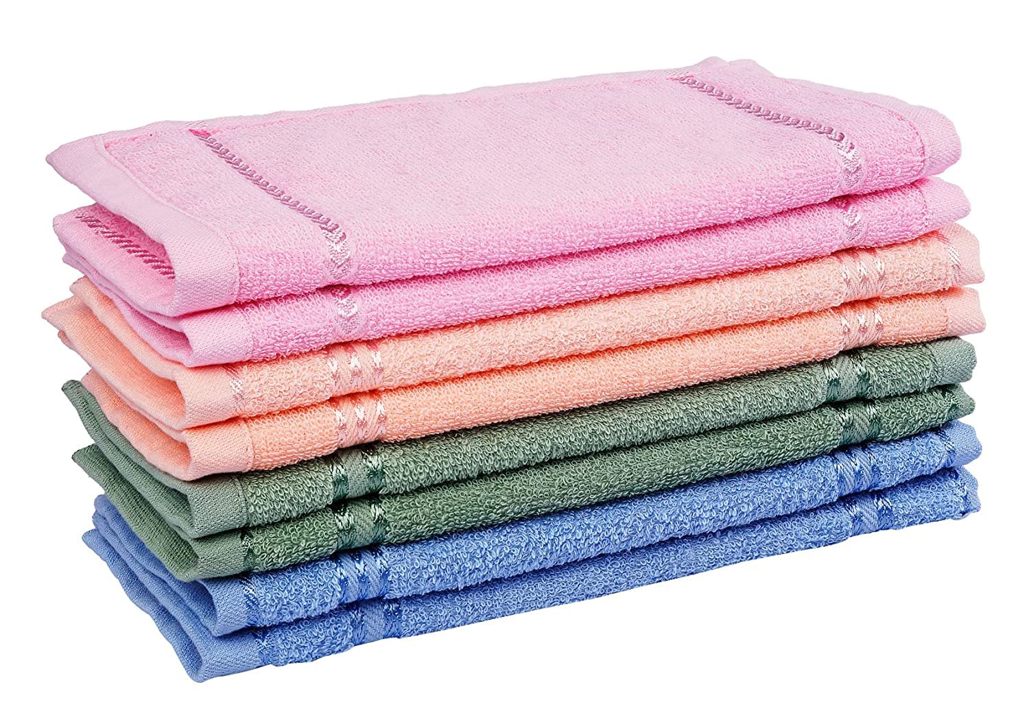 GRGRASP 100% Cotton Soft 300 GSM Face Towel Set of 12, 27x27cm Small, Multi Color - Perfect for Gym, Travel, and Daily Skincare Routine