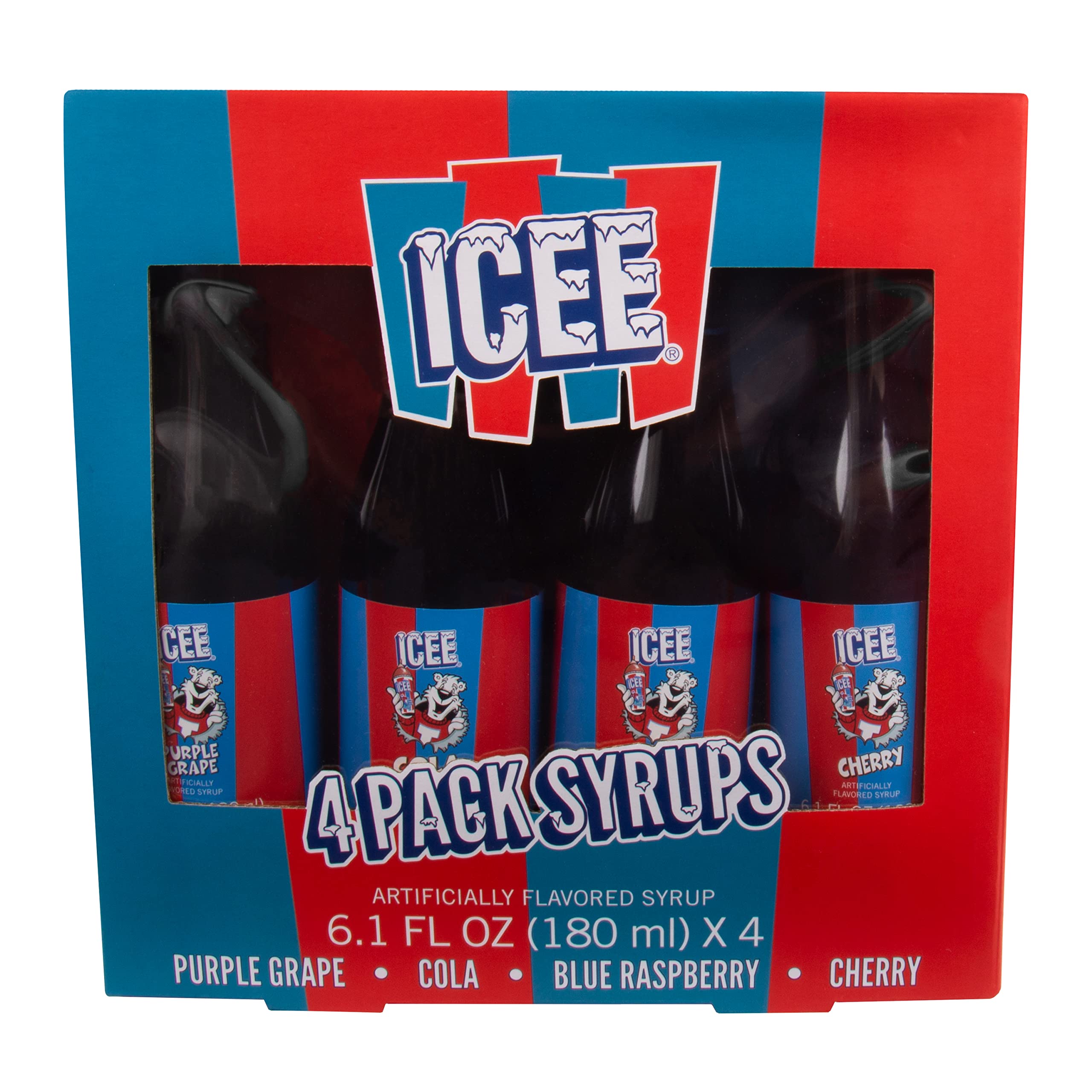 ICEE Home Countertop Slushie Maker Machine with 4-Pack Syrups, 20 Paper Cups & Straws - Make 34oz Frozen Slushies (Official ICEE Brand) - Perfect for Parties, Summer Treats & Family Fun