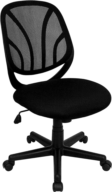 FLASH Y GO Mid Back Black Mesh Swivel Task Office Chair - Ergonomic Desk Chair for Home & Office Use, Comfortable Computer Chair for Long Hours Sitting