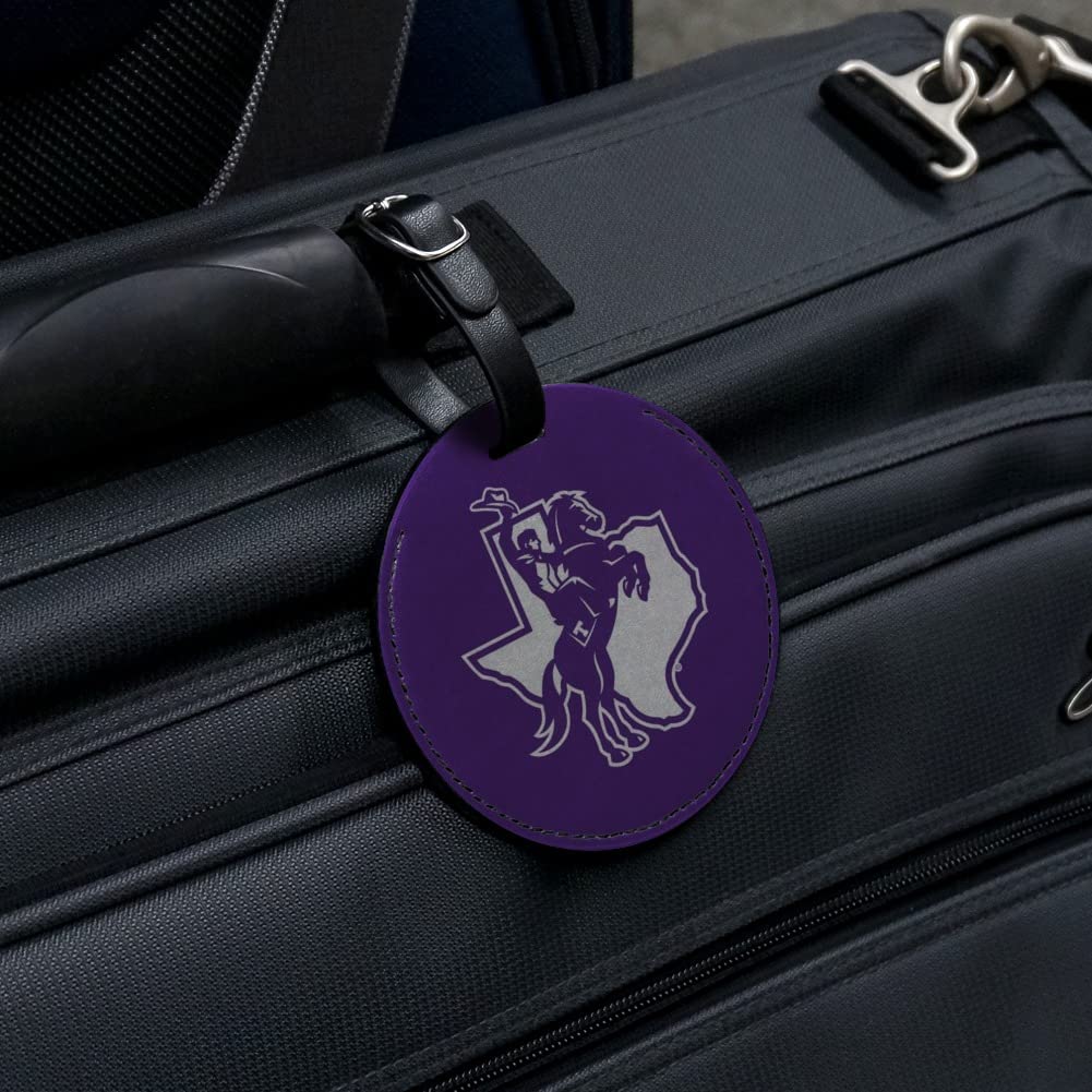 Tarleton State University Logo Leather Luggage Tag - Personalized Round ID Card Holder for Travel, Business & Campus Life