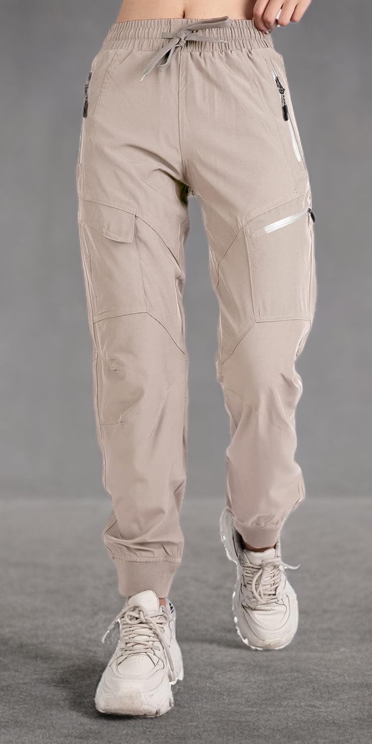 Women's Lightweight Cargo Jogger Pants - Athletic Workout Hiking Travel Pants with Quick-Dry Fabric - Perfect for Gym, Outdoor Adventures & Casual Wear