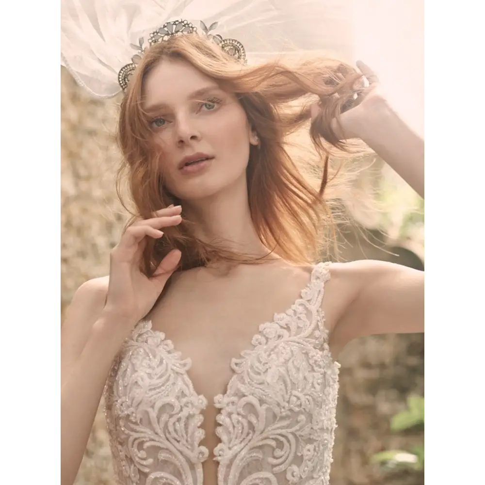 Johanna by Maggie Sottero - Elegant Lace Wedding Dress for Brides | Perfect for Church Ceremonies & Beach Weddings