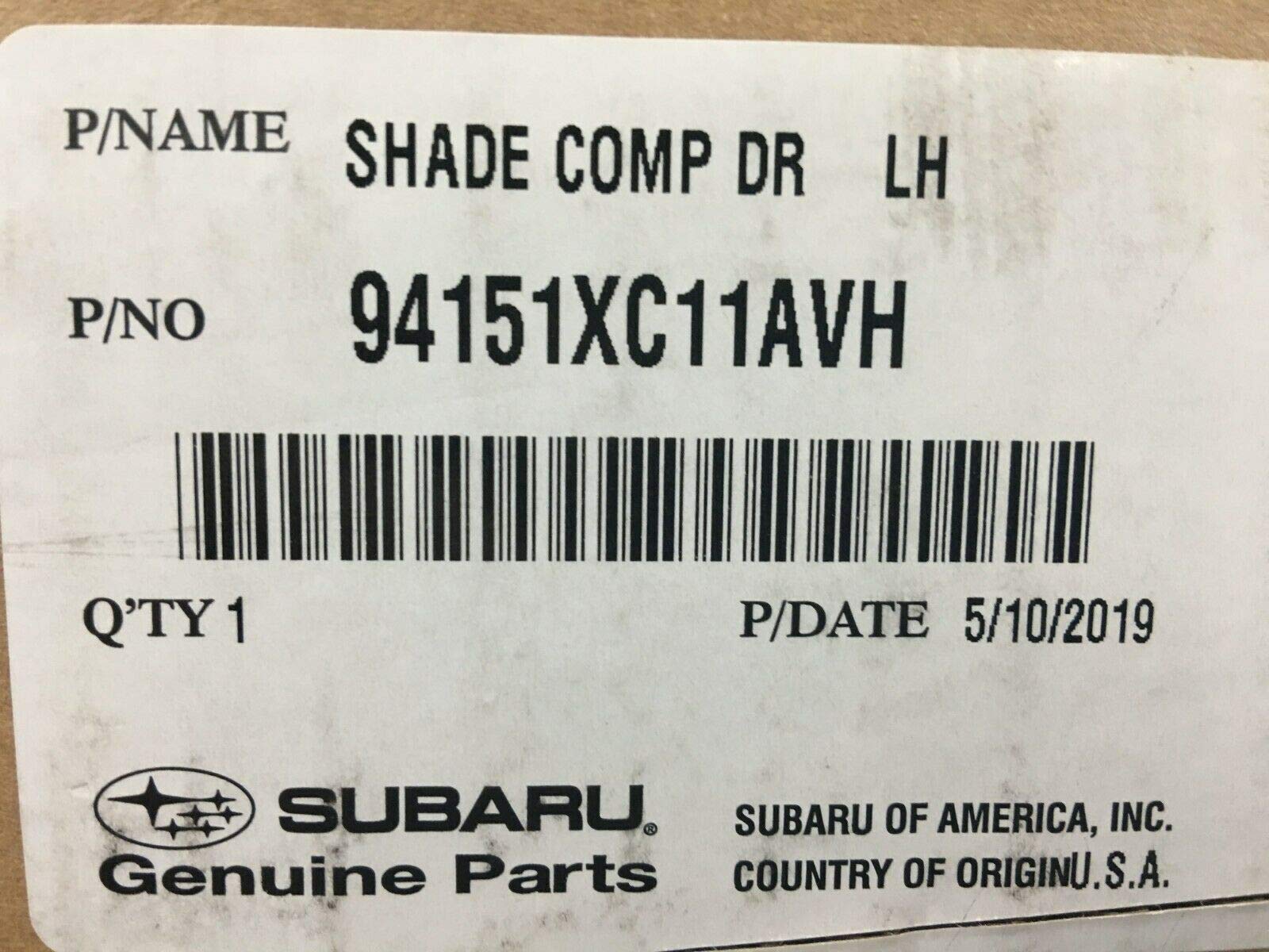 Genuine Subaru Ascent 2019-2025 2nd Row Left Side Window Sunshade 94151XC11AVH - UV Protection & Heat Blocking for Family Road Trips & Summer Driving