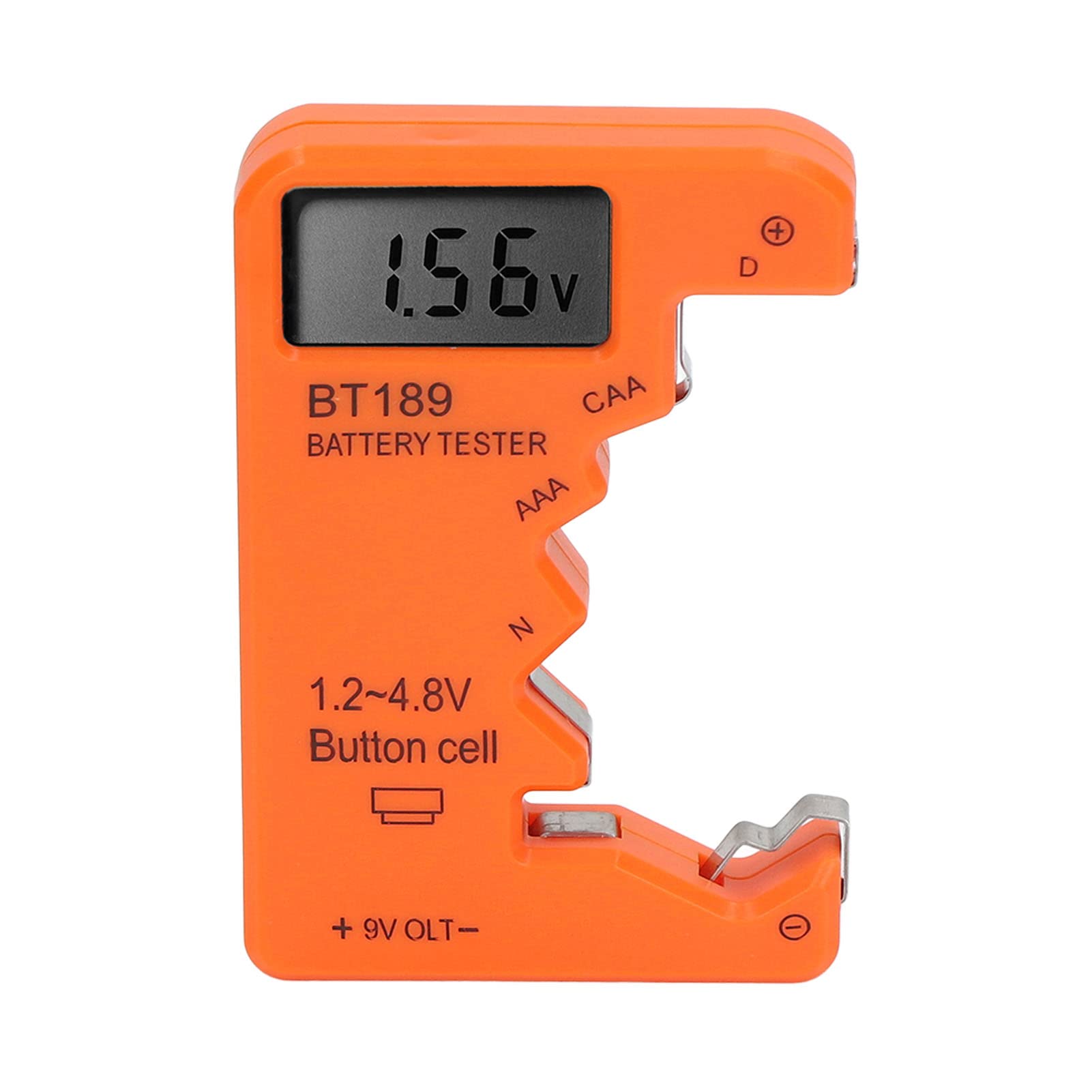 Digital Battery Capacity Tester - AA AAA C D N 9V 1.5V 3V Button Cell Checker with LCD Display | Perfect for Home, Office & Electronics Repair (Orange)