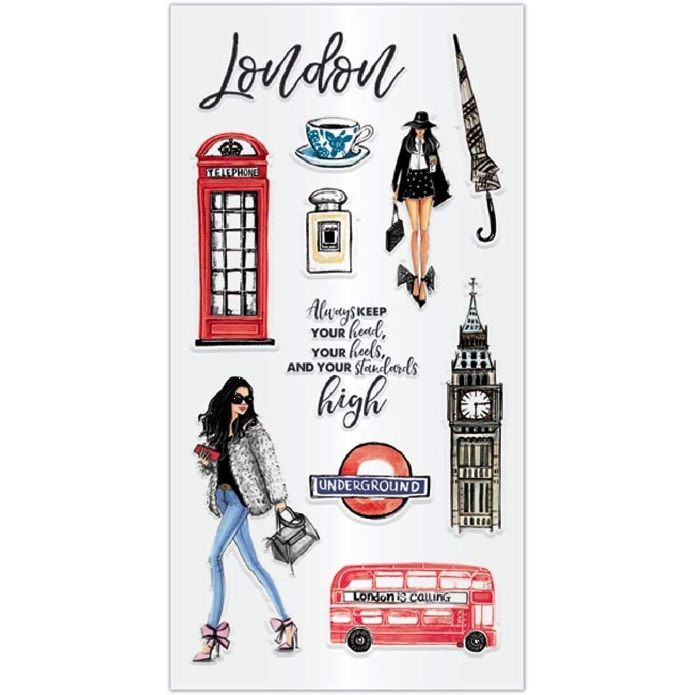 Rongrong Hampton Art Clear Stamps - London Themed 11-Piece Set for Scrapbooking, Card Making & DIY Crafts | Perfect for Journaling, Gift Wrapping & Home Decor
