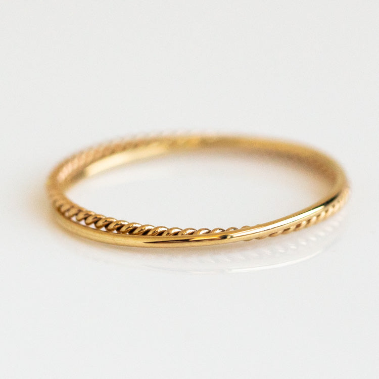 Solid Gold Crossover Ring Set for Women - 14K Yellow Gold Stackable Rings - Perfect for Everyday Wear, Anniversary Gifts & Special Occasions