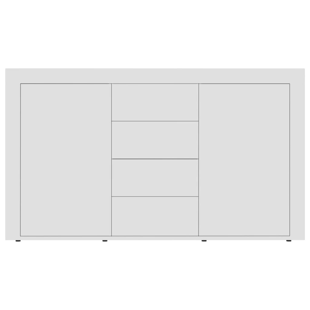 White Engineered Wood Sideboard Cabinet - Modern Storage Solution for Living Room, Bedroom, Office | Buffet Bookcase with Drawers & Shelves for Home Organization