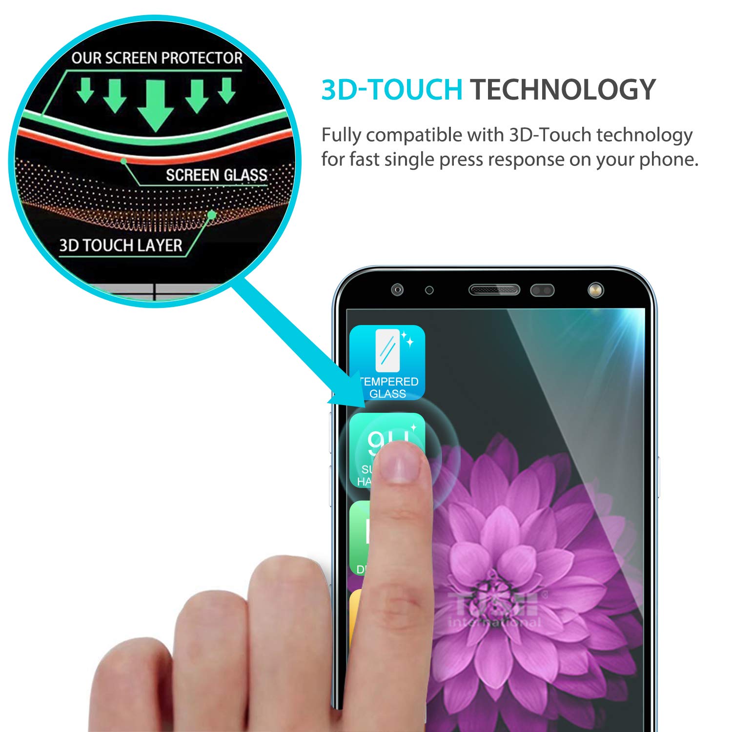 Premium Shockproof Phone Case for LG K40/K12 Plus/X4/Solo LTE/Harmony 3/Xpression Plus 2 - Matte Marble Design with Tempered Glass Screen Protector - Slim Protective Cover (White/Blue) - Perfect for Work, Travel & Everyday Use