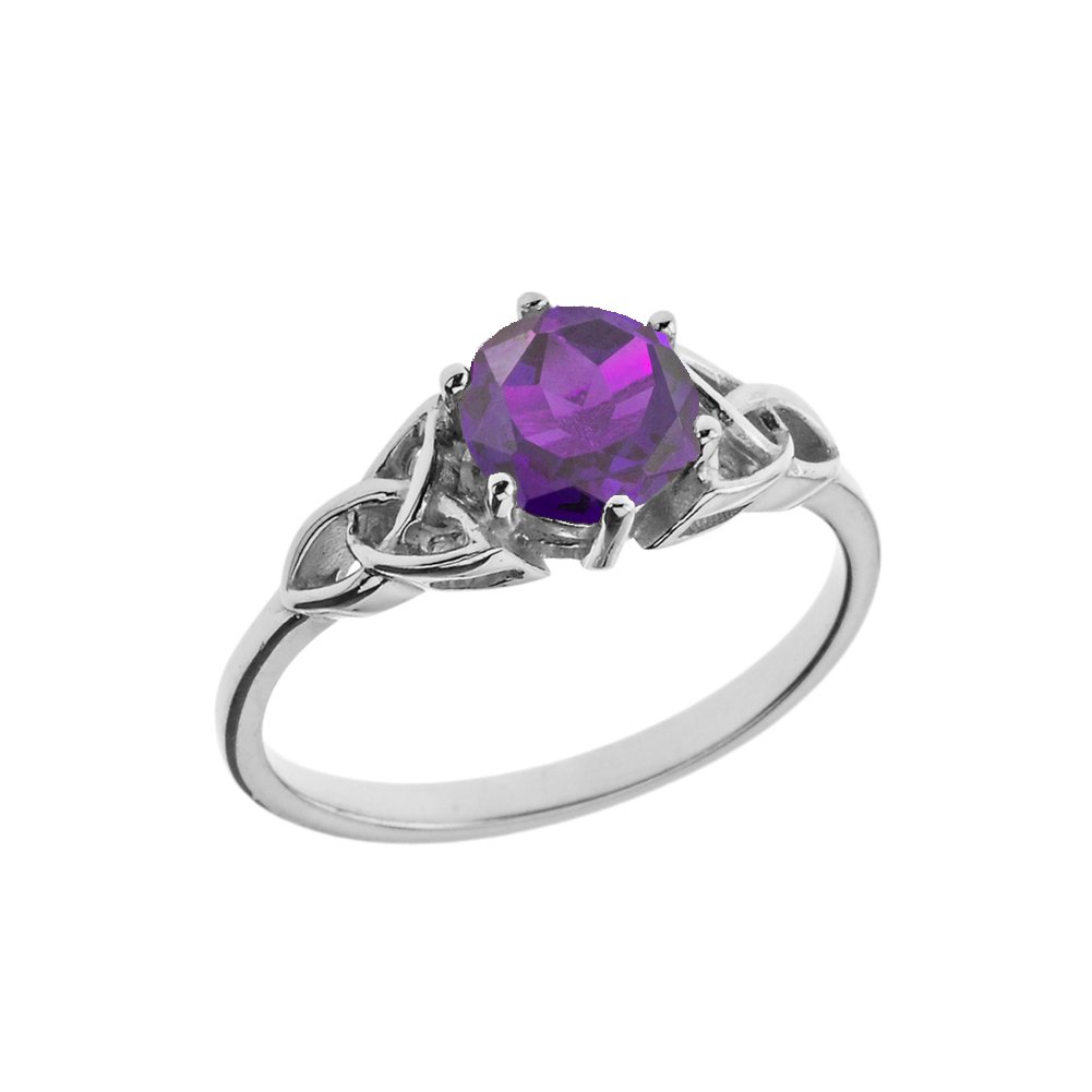 Exquisite Celtic Trinity Knot Engagement Ring - Sterling Silver with Genuine Gemstone, Personalized Size 4.25 - Perfect for Proposals, Anniversaries & Irish-Themed Weddings