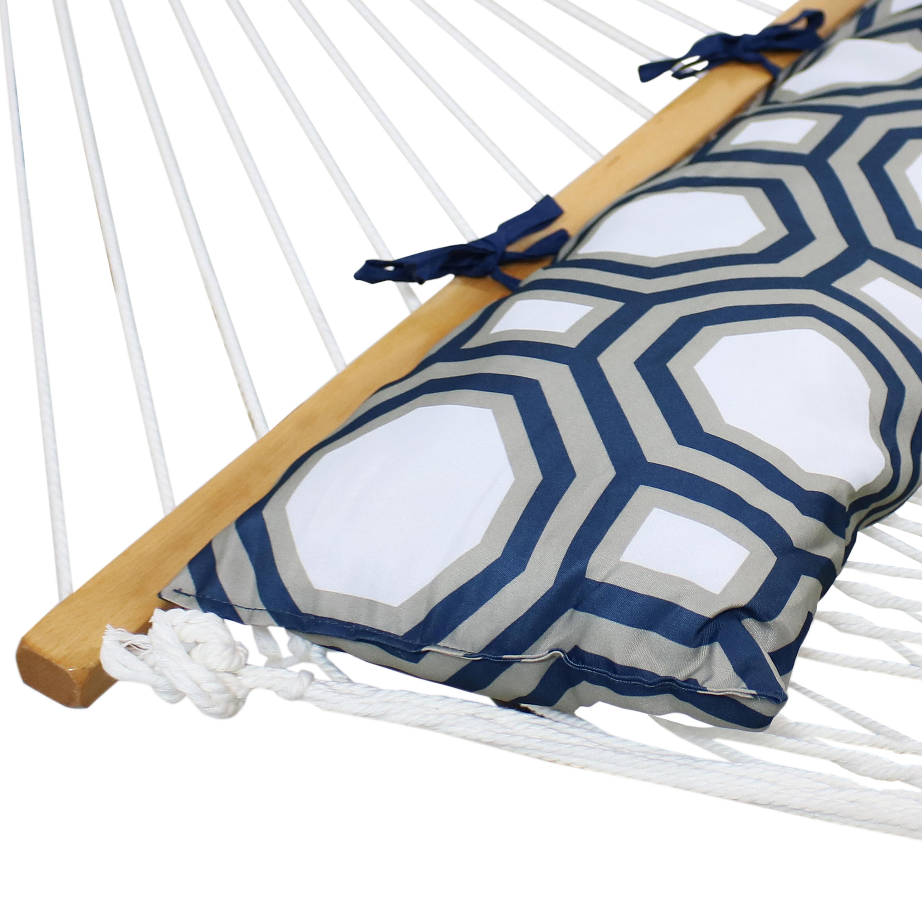 Sunnydaze 2-Person Rope Hammock with Matte Blue Steel Stand - Outdoor Patio, Backyard, Garden Relaxation for Couples