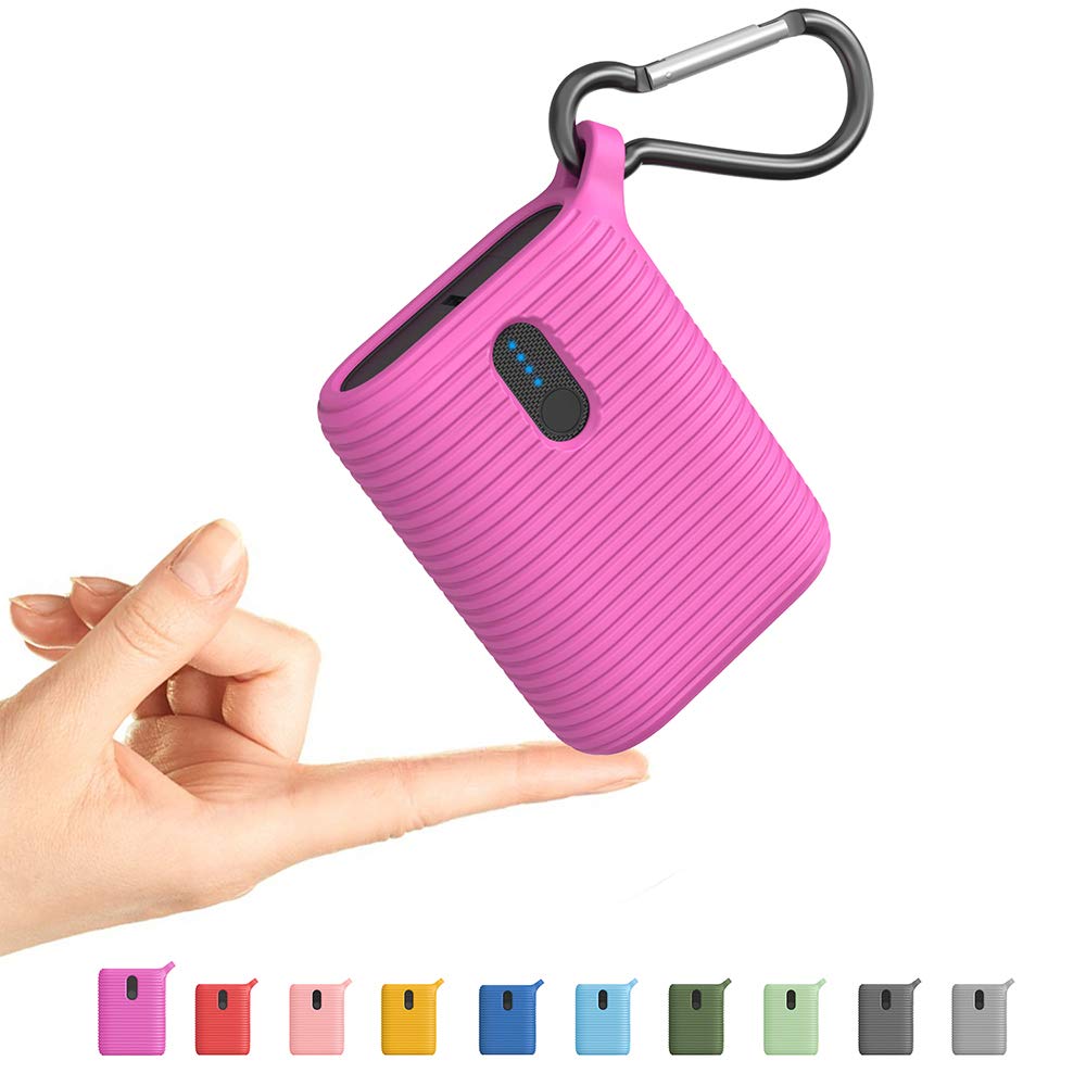 OUTXE 10000mAh Mini Power Bank - Ultra Portable Phone Charger with Dual USB Outputs for iPhone, Samsung & Android - Perfect for Travel, Camping & Emergency Charging (Hibiscus Pink)