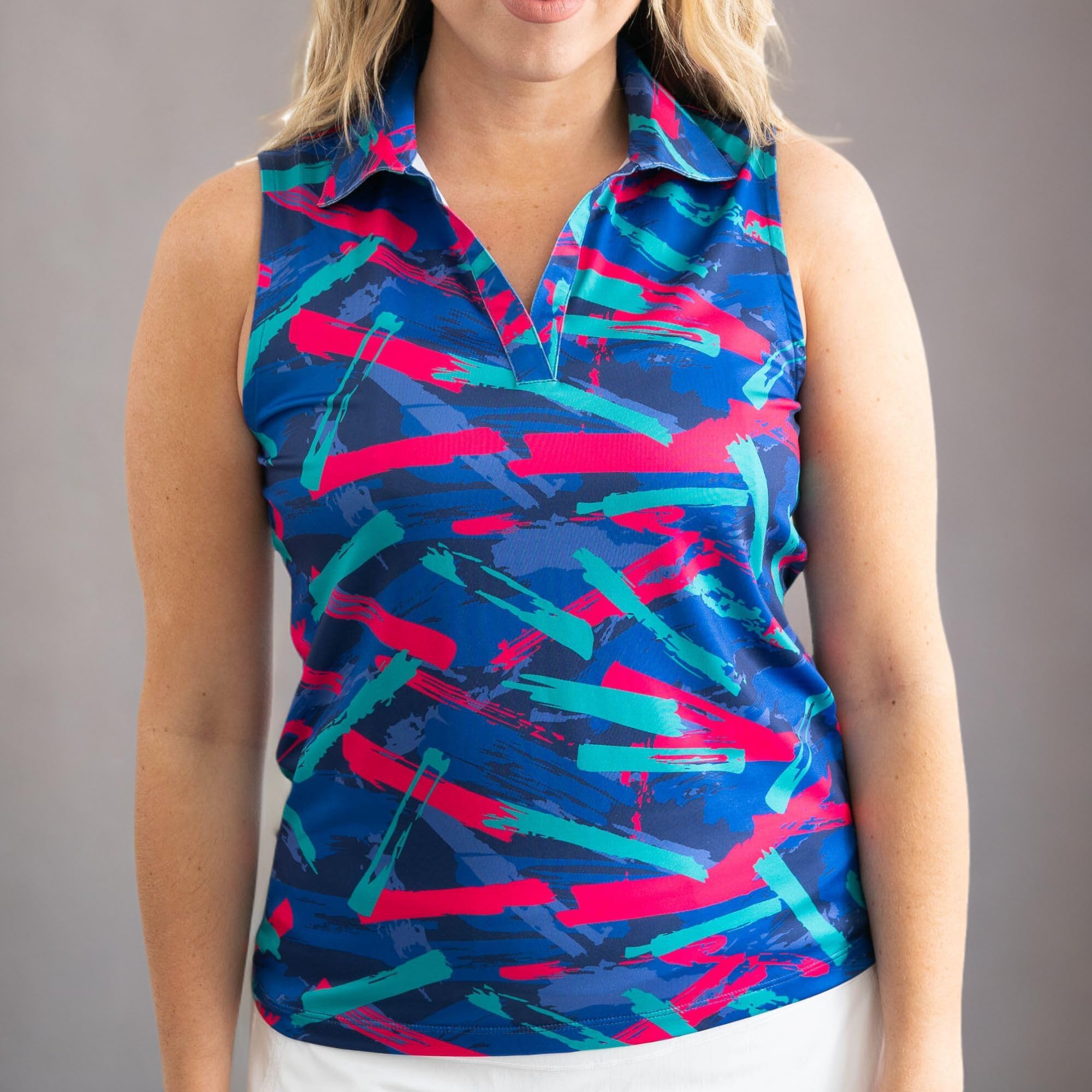 YATTA GOLF Women's Moisture-Wicking Sleeveless V-Neck Golf Polo Shirt - Breathable Workout & Tennis Tank Top for Summer Golfing & Active Sports