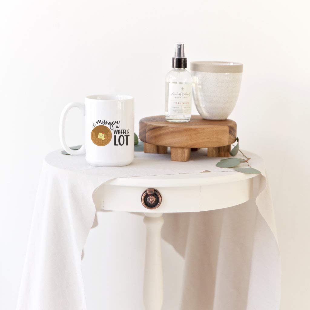 The Cotton & Canvas Co. 'I Miss You a Waffle Lot' Funny Food Pun Porcelain Coffee Mug - 11oz Ceramic Tea Cup for Coffee Lovers & Gift Giving - Perfect for Home, Office, or Breakfast in Bed