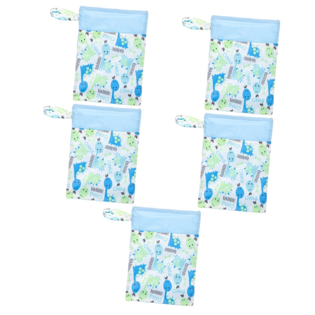 VICASKY 5-Pack Waterproof Diaper Storage Bags - Reusable Wet Dry Organizer Pouch for Baby Essentials, Travel & Daycare - Made with Durable PU Coated Fabric