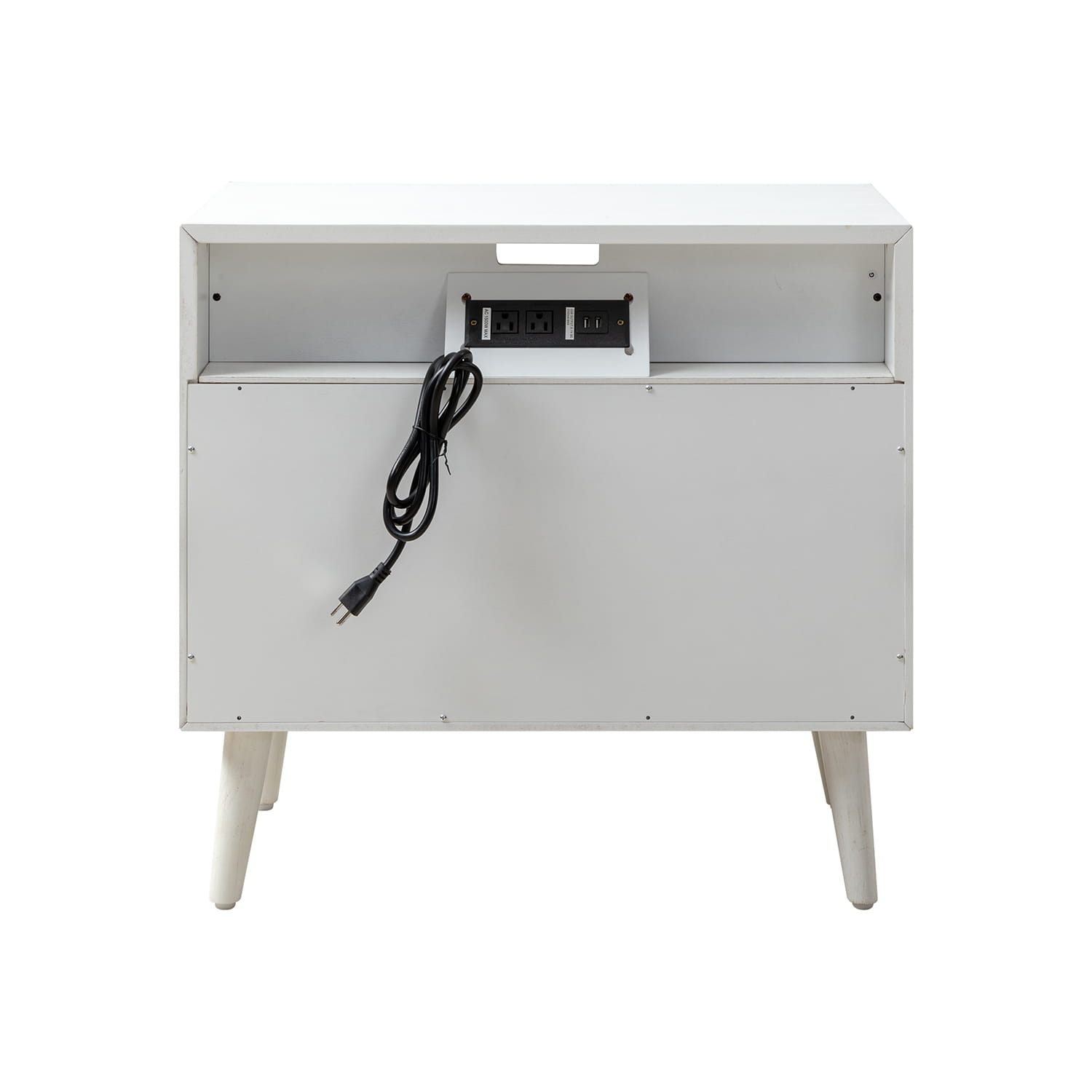 Mid Century Modern Nightstand with 2 Drawers & Built-in USB Outlets - Stylish Bedside Table for Bedroom, Living Room, or Office
