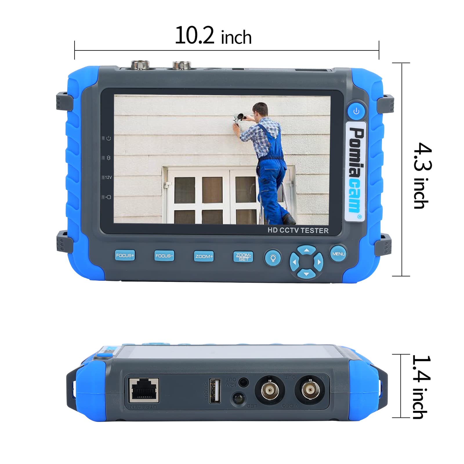 HD Coaxial CCTV Camera Tester - 5inch Screen Monitor for 8MP CVBS/AHD/TVI/CVI 4-in-1 Video Testing with PTZ Controller | Security System Installation & Maintenance Tool