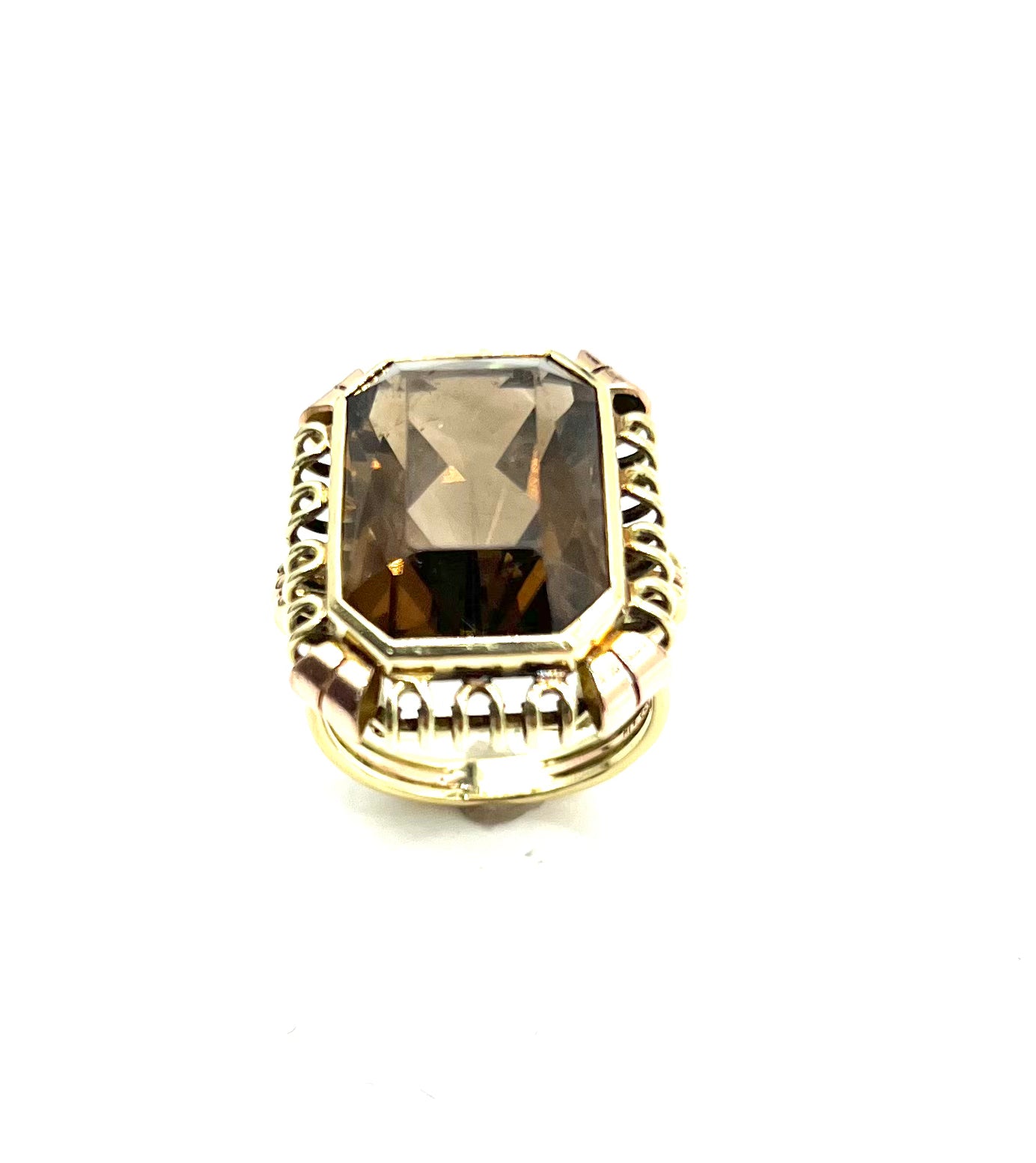Vintage Smoky Quartz Statement Ring - Large Cutout Frame Design for Women | Boho Chic Jewelry for Parties, Weddings & Everyday Elegance
