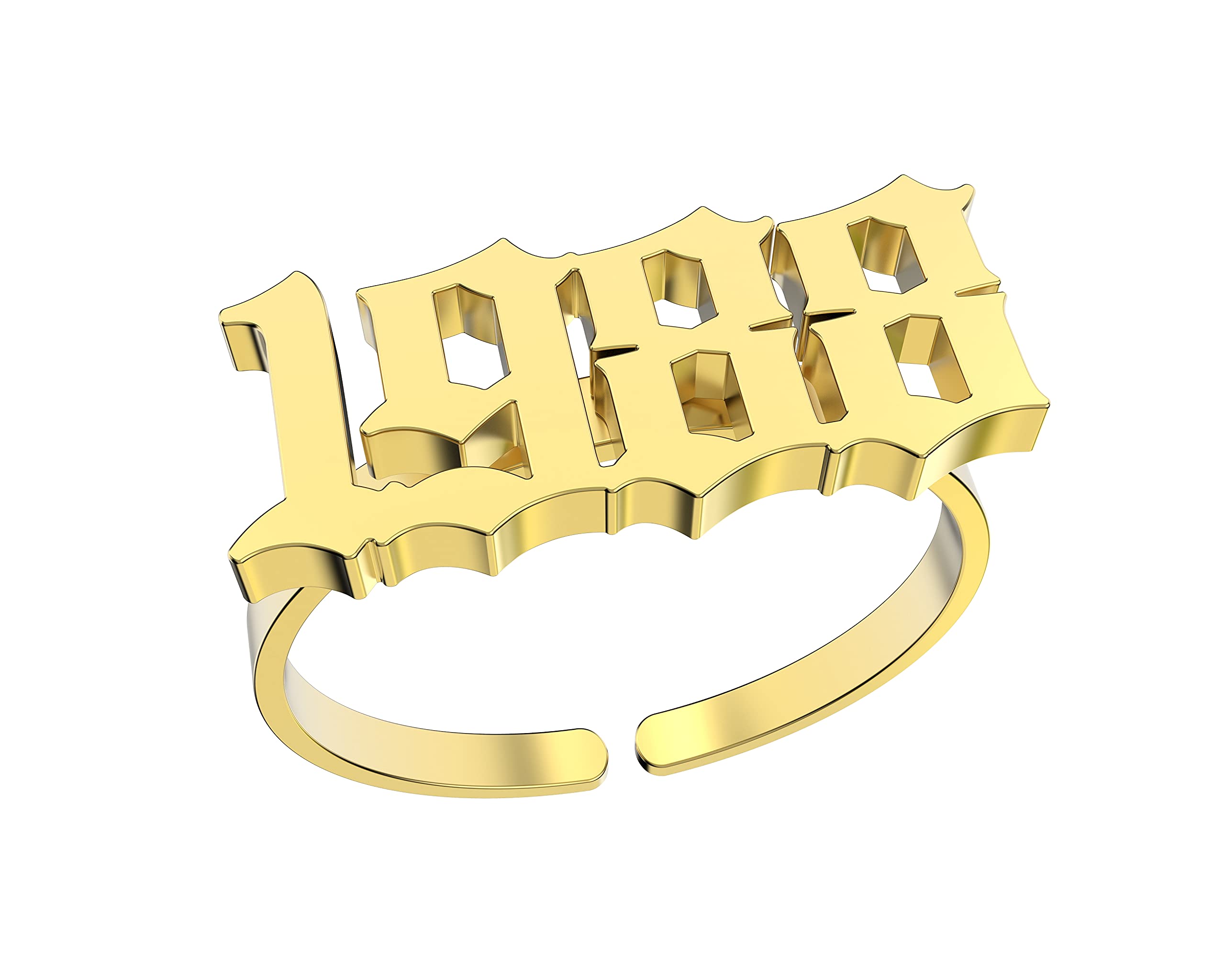 Haobase Stainless Steel Birth Year Rings for Women & Men - Adjustable Gold Wedding Band Jewelry - Perfect for Anniversaries, Engagements & Gifts