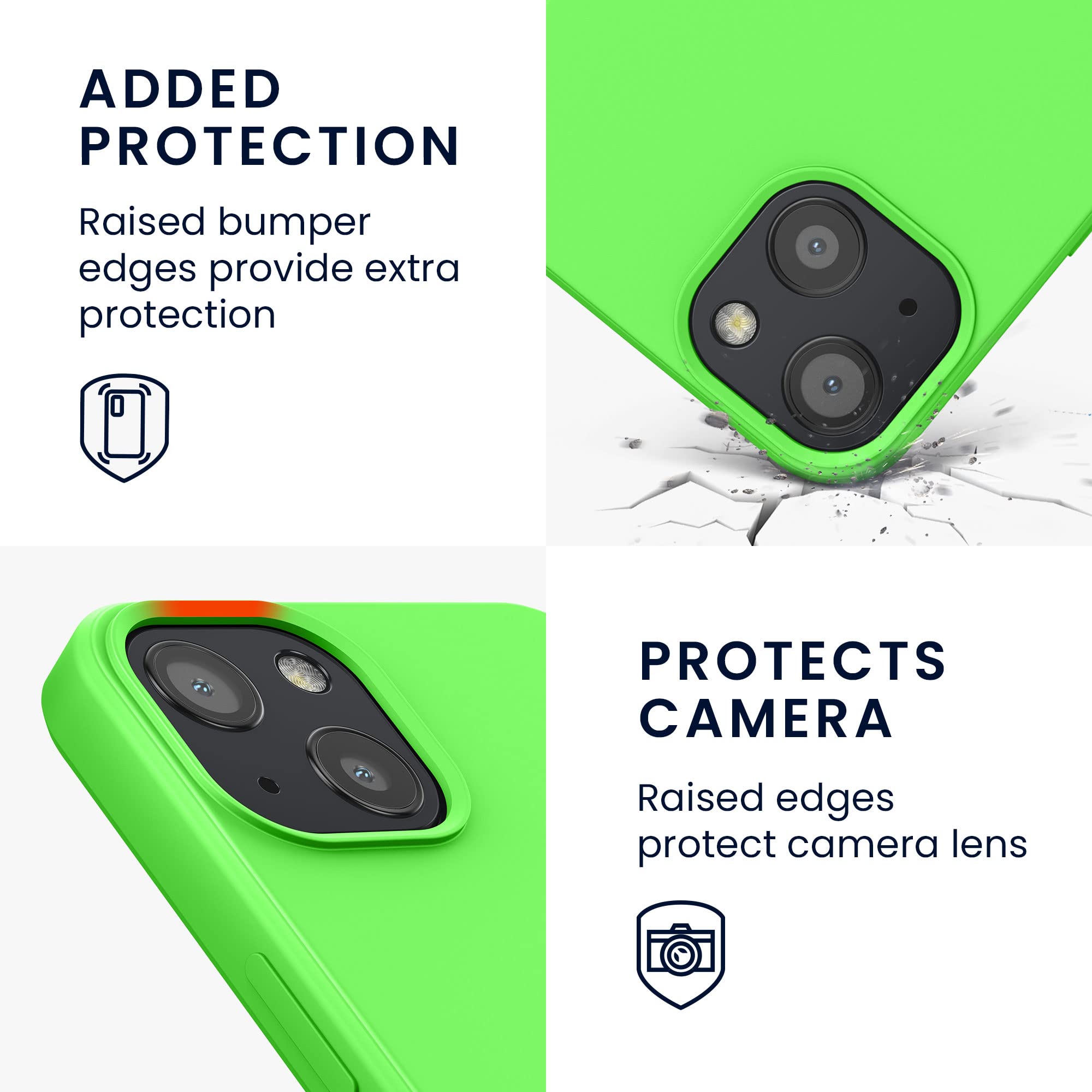kwmobile Slim Protective TPU Silicone Case for Apple iPhone 13 - Shockproof Phone Cover in Lime Green - Perfect for Everyday Use, Work & Outdoor Activities