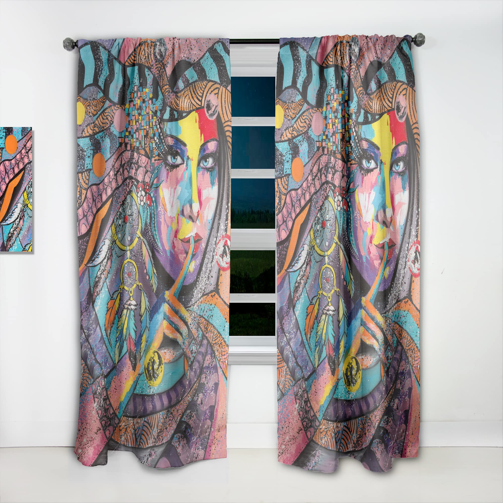 DesignQ 'Woman Portrait in Your Dreams' Thermal Insulated Curtain Panel - 52x84 Inches - Elegant Bedroom & Living Room Drapes for Privacy, Light Control & Energy Efficiency - Perfect for Home Decor, Windows Treatment & Cozy Ambiance