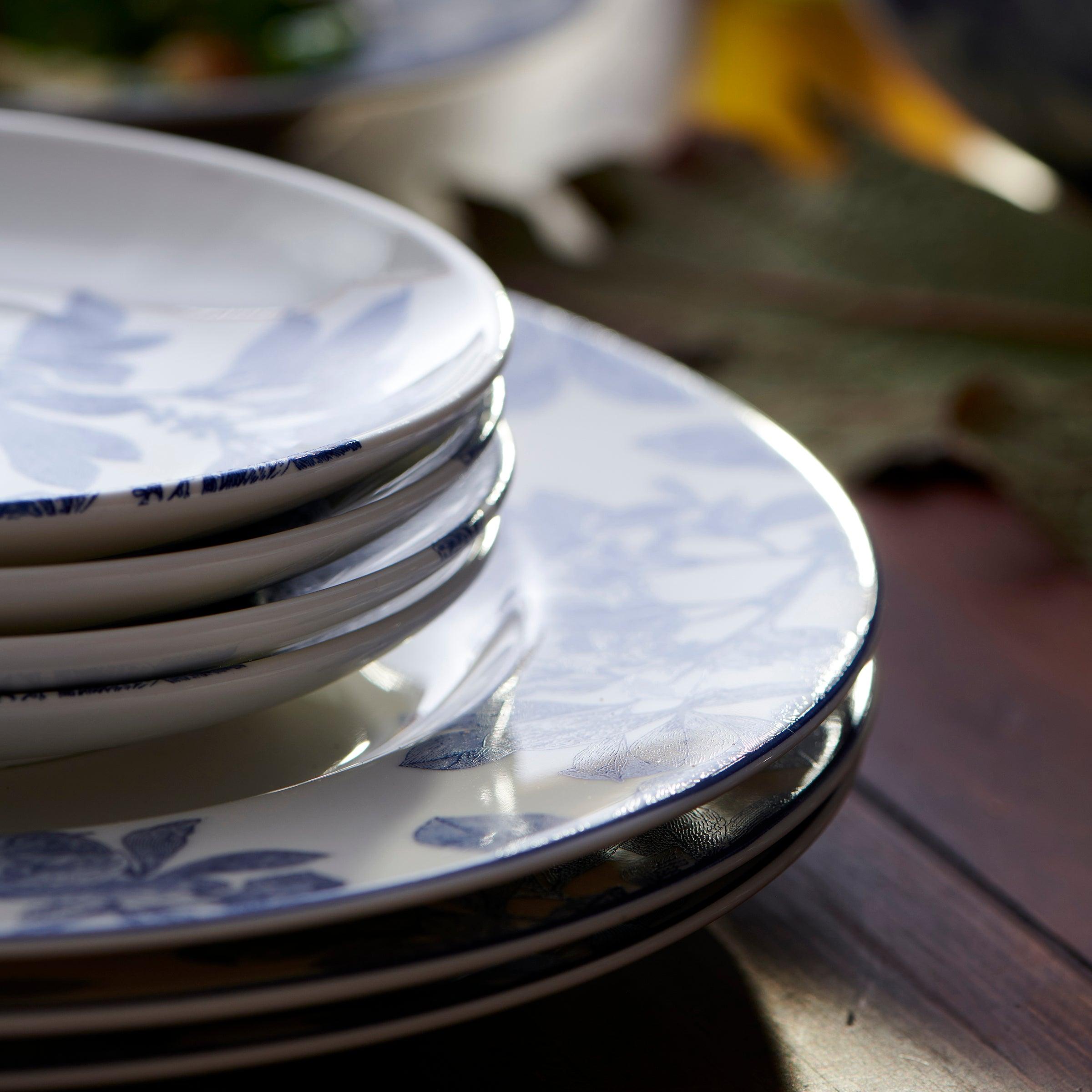Arbor Blue Small Plates - Set of 6 Ceramic Appetizer Plates for Charcuterie, Desserts & Party Serving - Elegant Dinnerware for Entertaining, Weddings & Home Decor