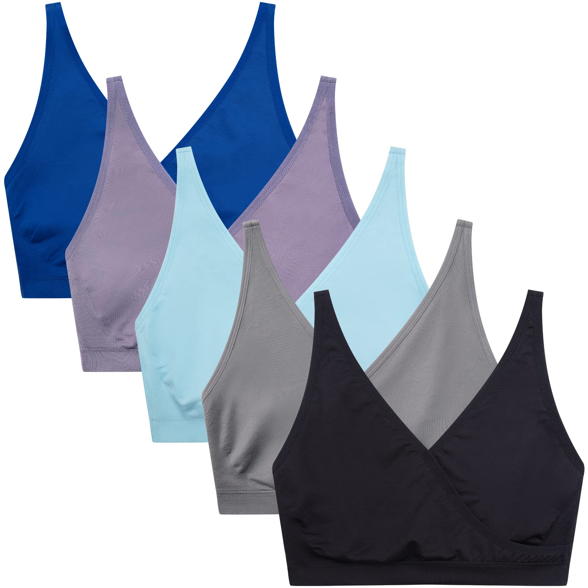 Suekaphin 5-Pack Nursing Bra for Women - Maternity & Breastfeeding Sleep Bra - Seamless Wirefree Bralette for Pregnancy & Postpartum Comfort - Perfect for Nighttime Nursing and Relaxation