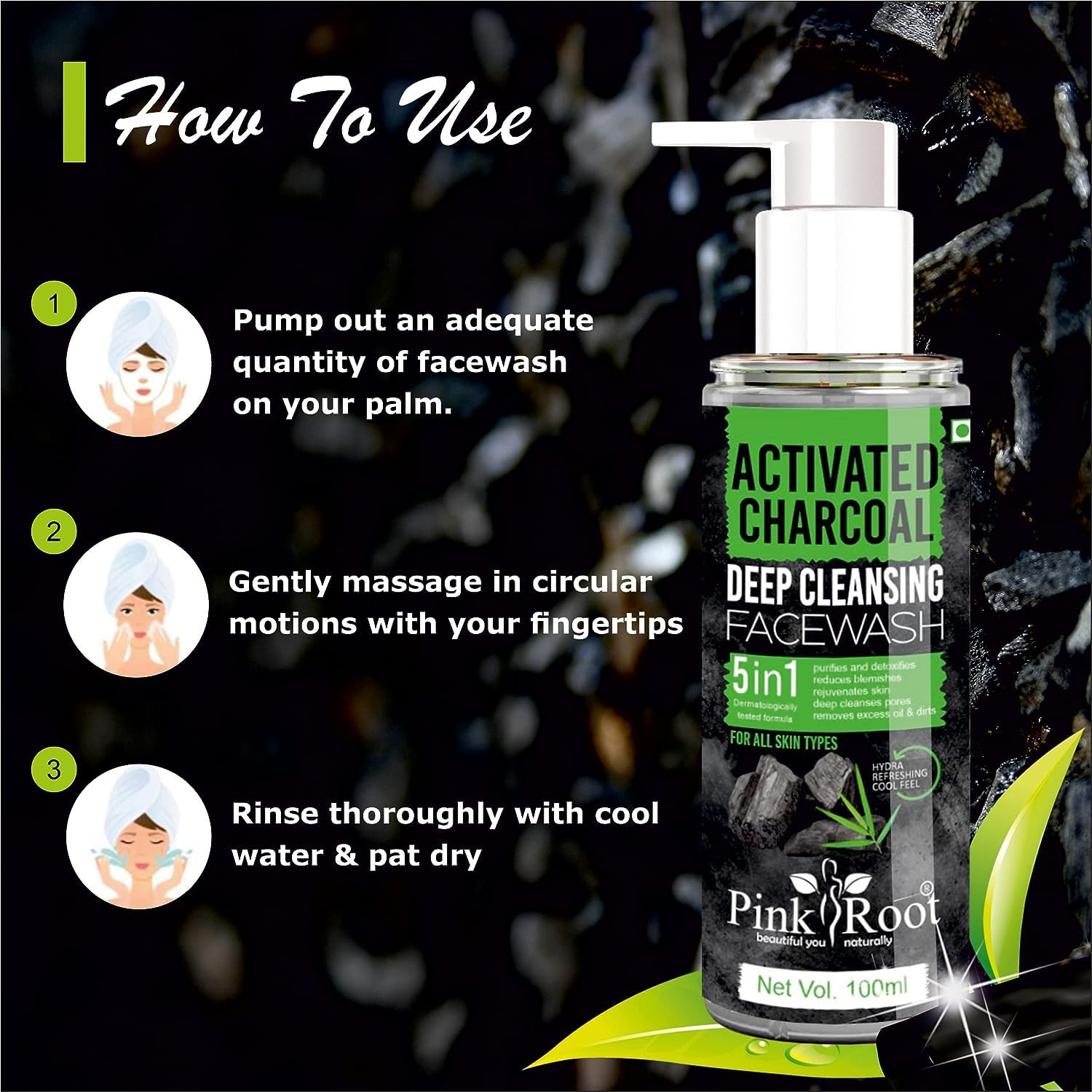 Pink Root Activated Charcoal Deep Cleansing Face Wash 100ml & Shea Butter Body Scrub 500gm - Detoxifying Skincare Set for Acne-Prone Skin & Dry Body Care | Perfect for Daily Facial Cleansing & Weekly Exfoliation Routine