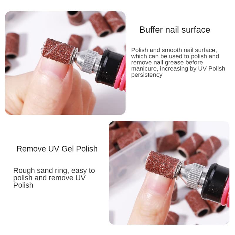 Yimart 210pcs Nail Sanding Bands Set - 80# 120# 180# Grit for Electric Nail Drill Machine - UV Gel Manicure & Pedicure Tools (3 Colors) - Perfect for Salon Professionals & DIY Nail Art at Home