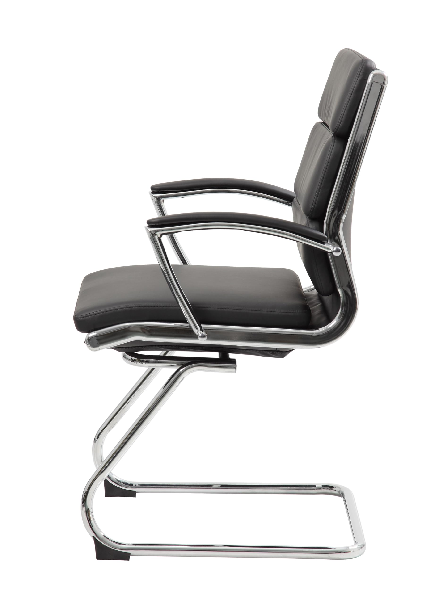 Boss Executive Mid Back CaressoftPlus Office Chair - Black with Chrome Metal Finish for Home & Business Workspaces
