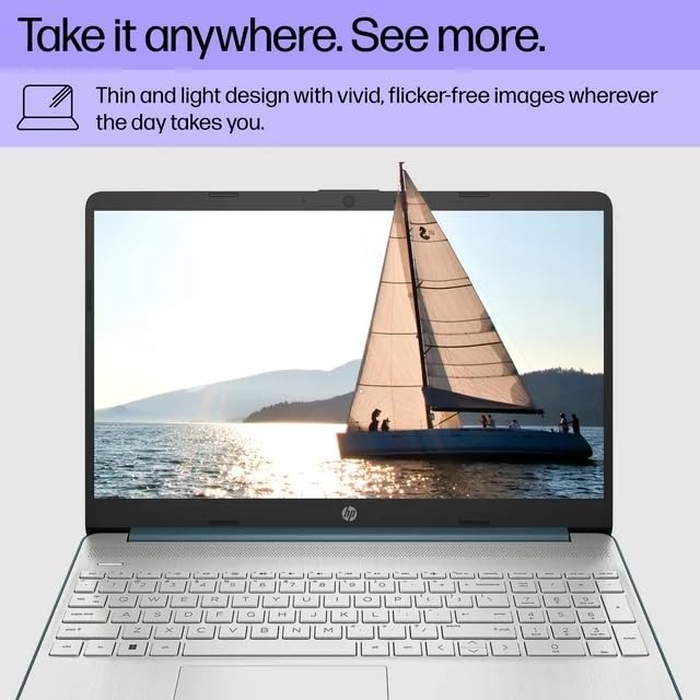 HP 15 Slim Laptop - Intel i3-1115G4 (Up to 4.1GHz), 8GB RAM, 256GB SSD, 15.6