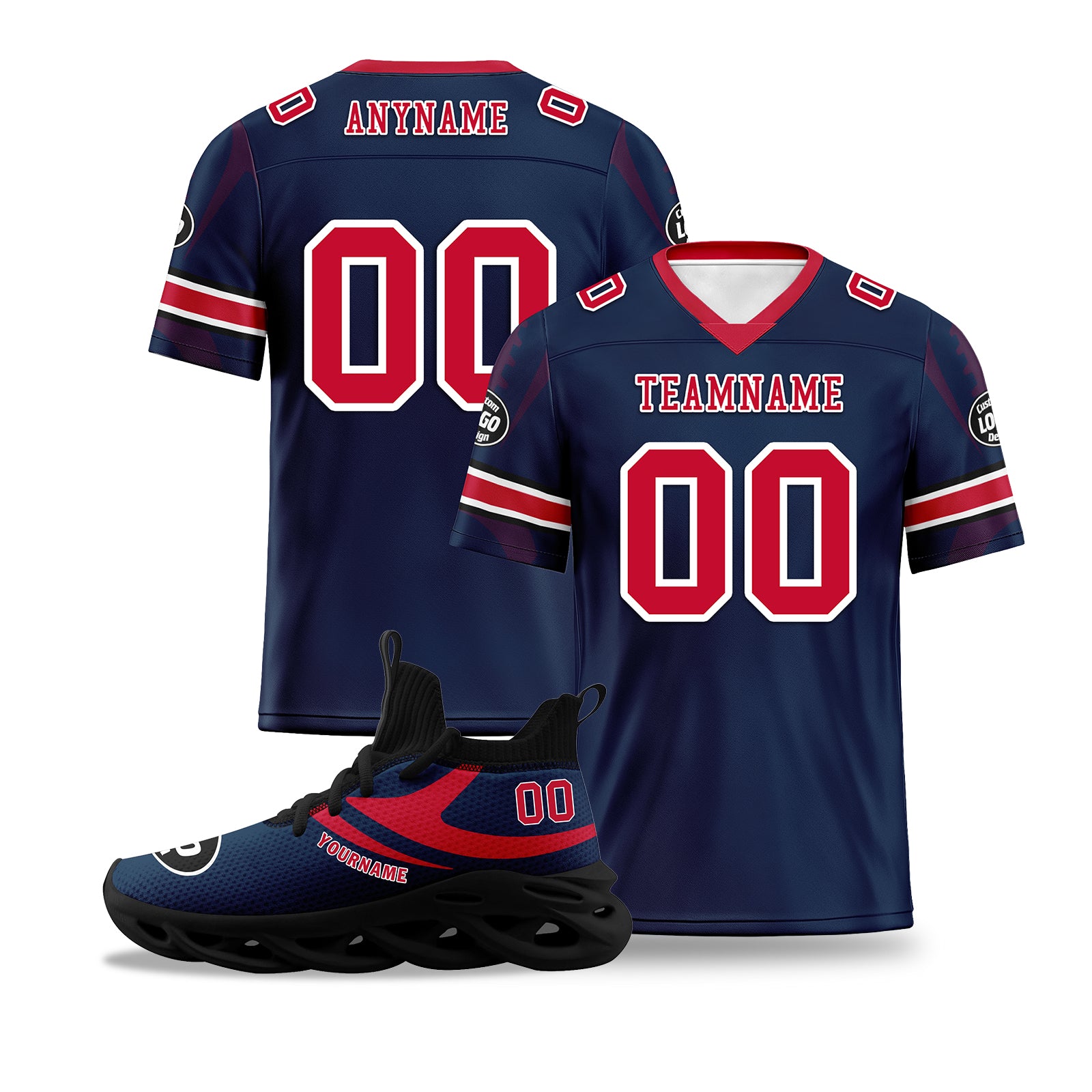 Custom New England Patriots Football Jersey & Sports Shoes Combo - Personalized NFL Fan Gear for Men & Women - Perfect for Game Day, Tailgating & Sports Events