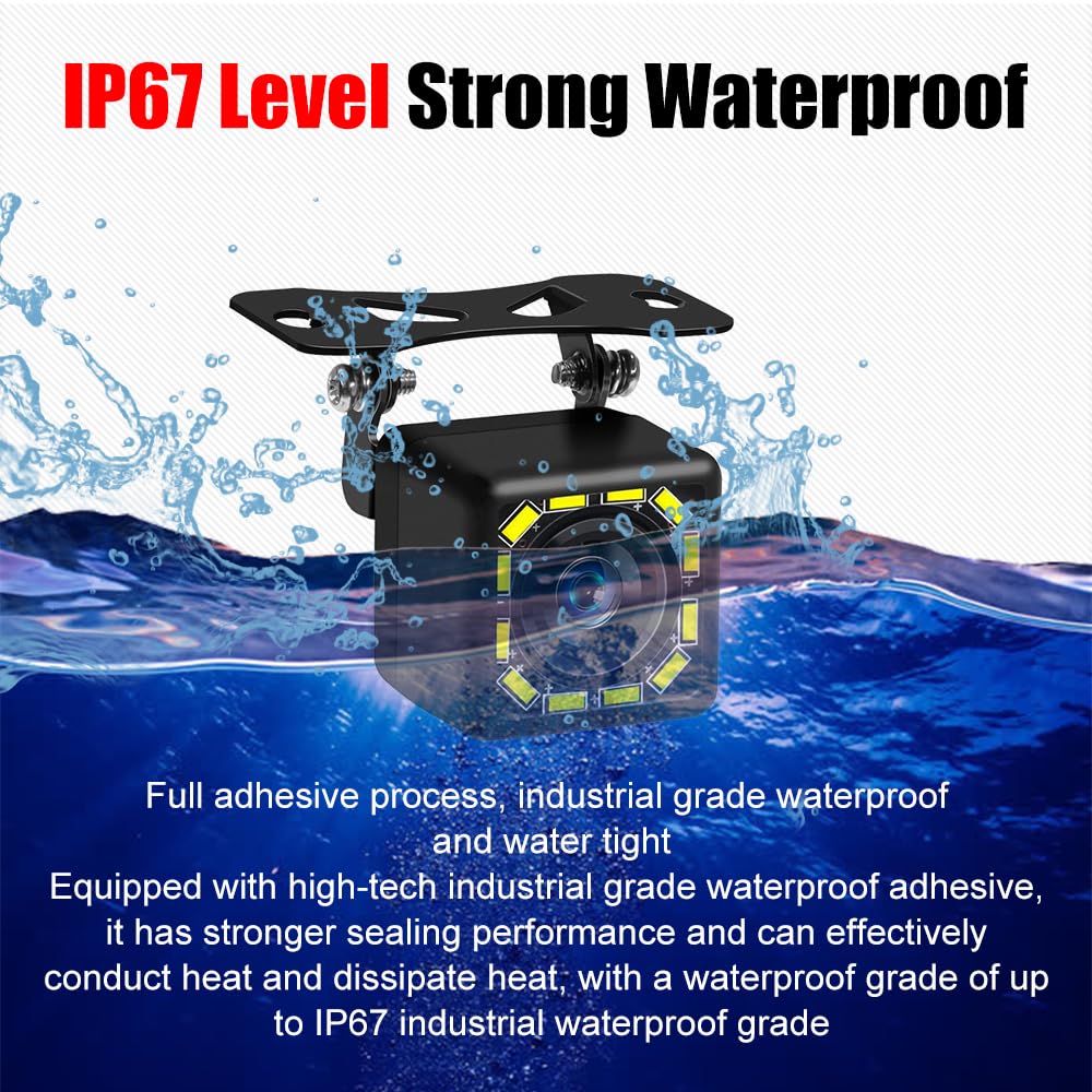 Waterproof Ultra HD 12 LED Night Vision Car Backup Camera - 150° Wide Angle Rear View Reverse Camera for Cars, SUVs & Trucks | Perfect for Parking Assistance and Safe Reversing in Low Light Conditions